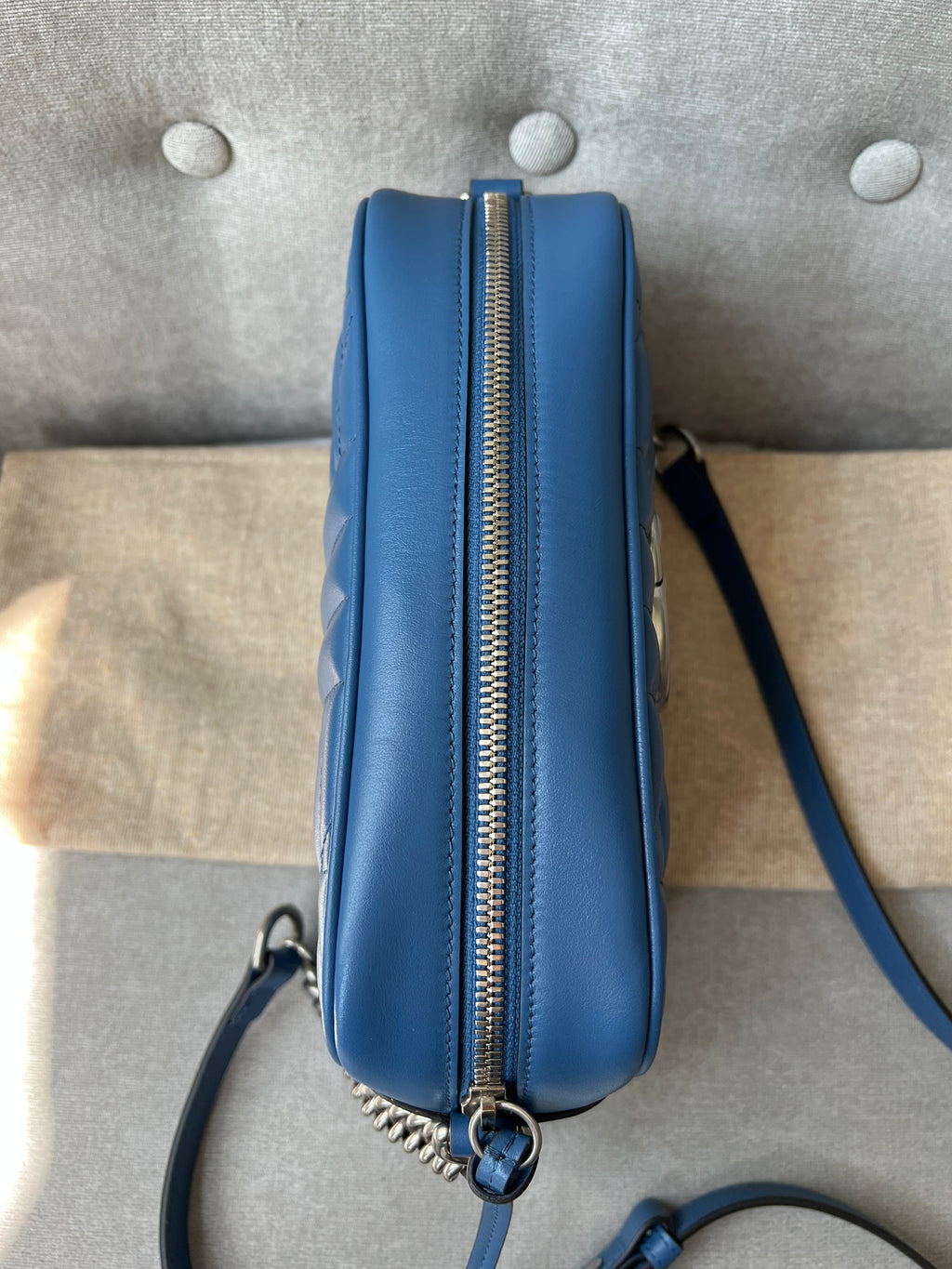 Gucci Aria GG Blue Marmont Small Shoulder Bag (RRP £1250)