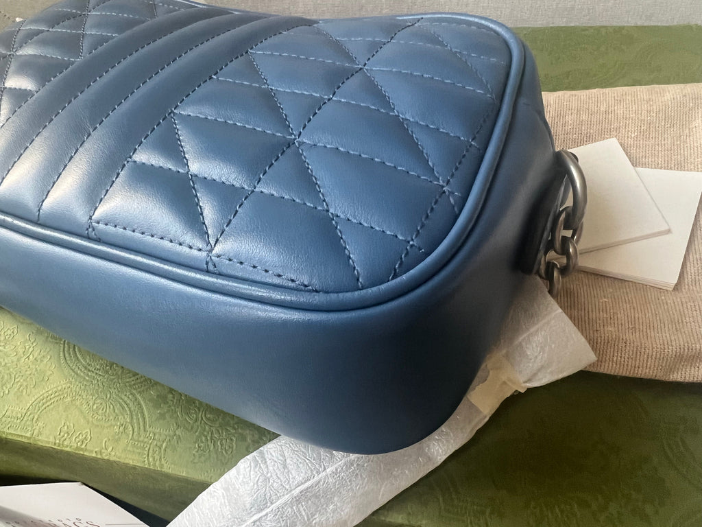Gucci Aria GG Blue Marmont Small Shoulder Bag (RRP £1250)