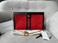 Gucci Red Suede and Black Leather Ophidia Shoulder Bag