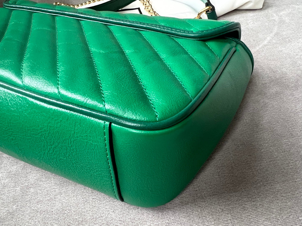 Gucci GG Green Torchon Marmont Small Shoulder Bag