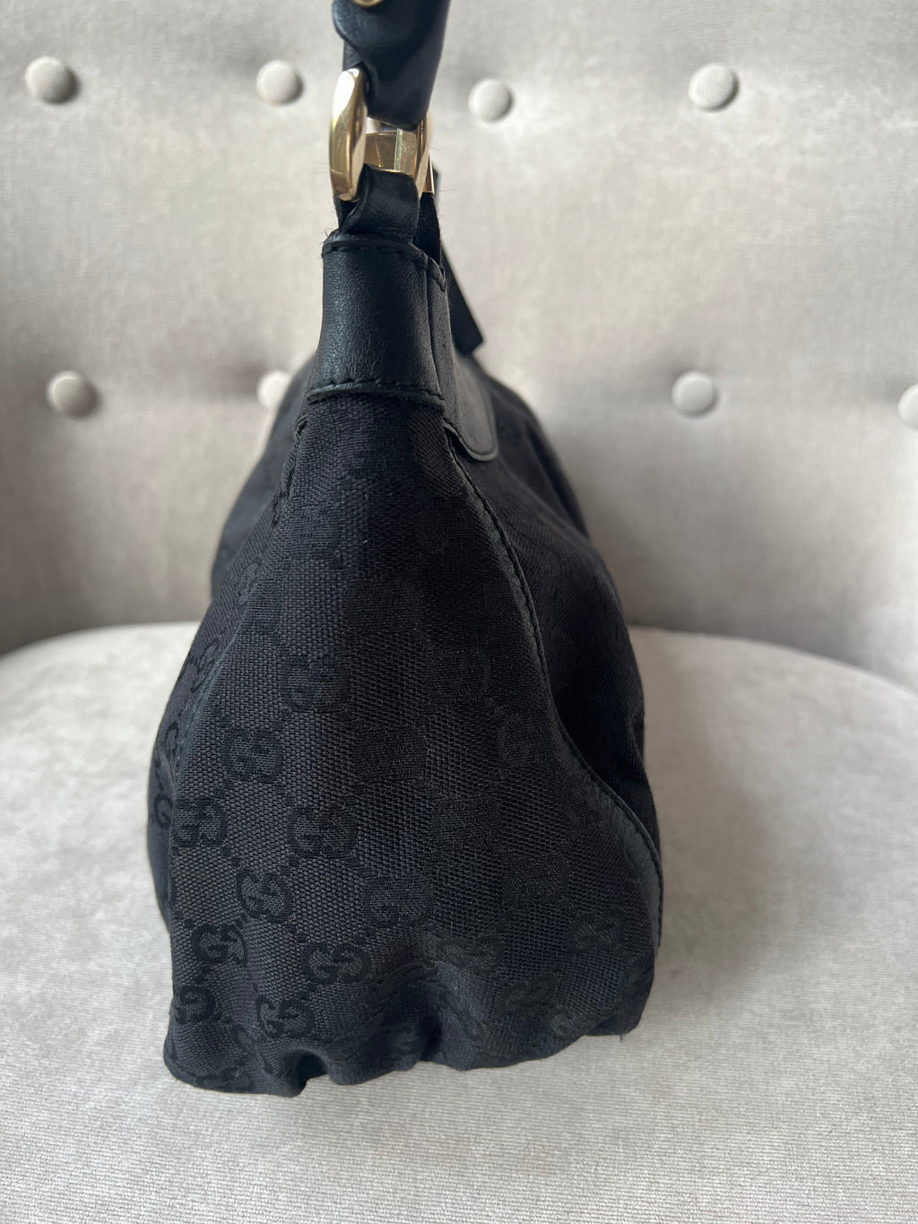 Gucci GG Canvas Small Black Abbey D Ring Hobo