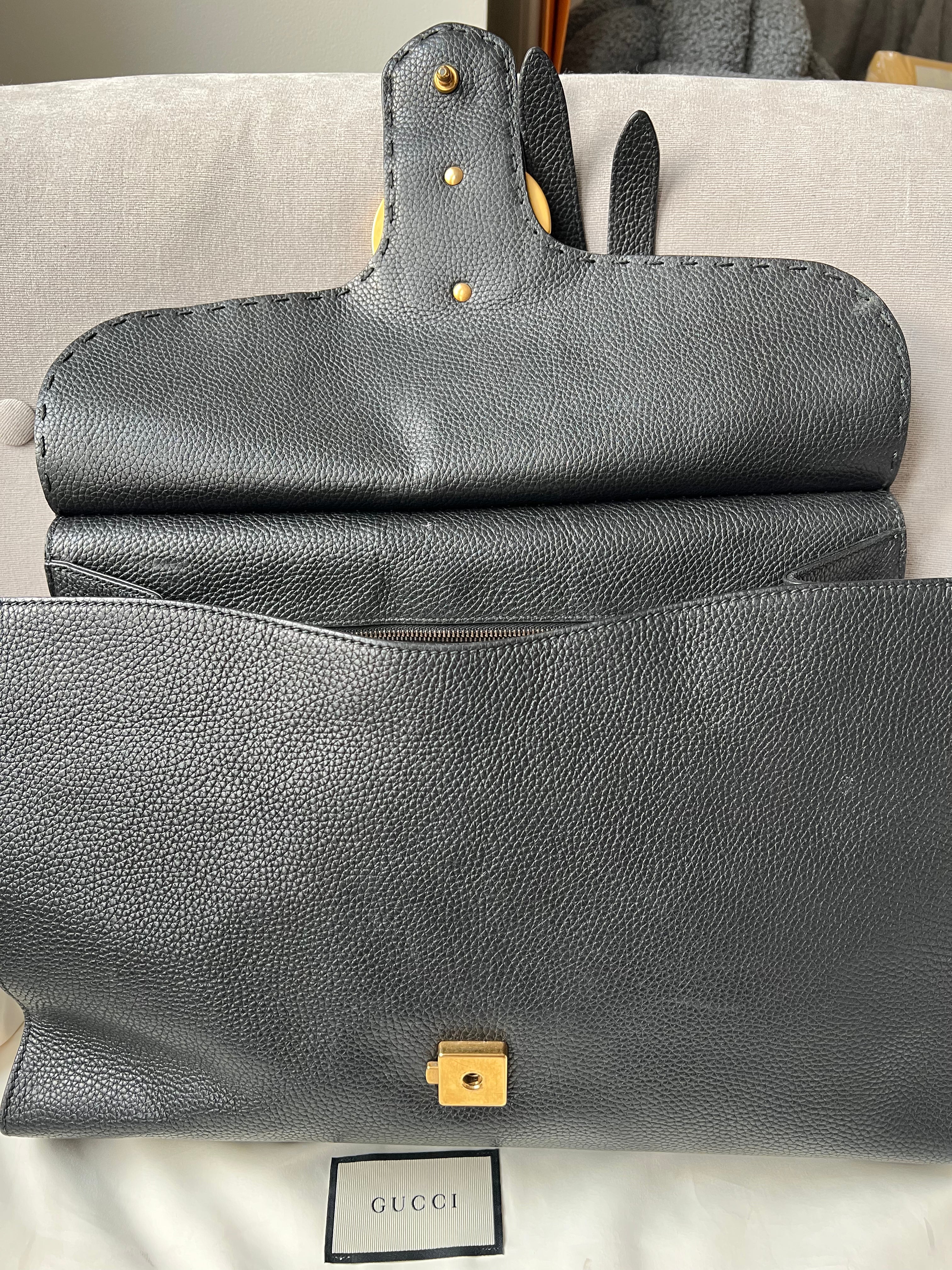 Gucci GG Black Marmont Medium Top Handle Bag
