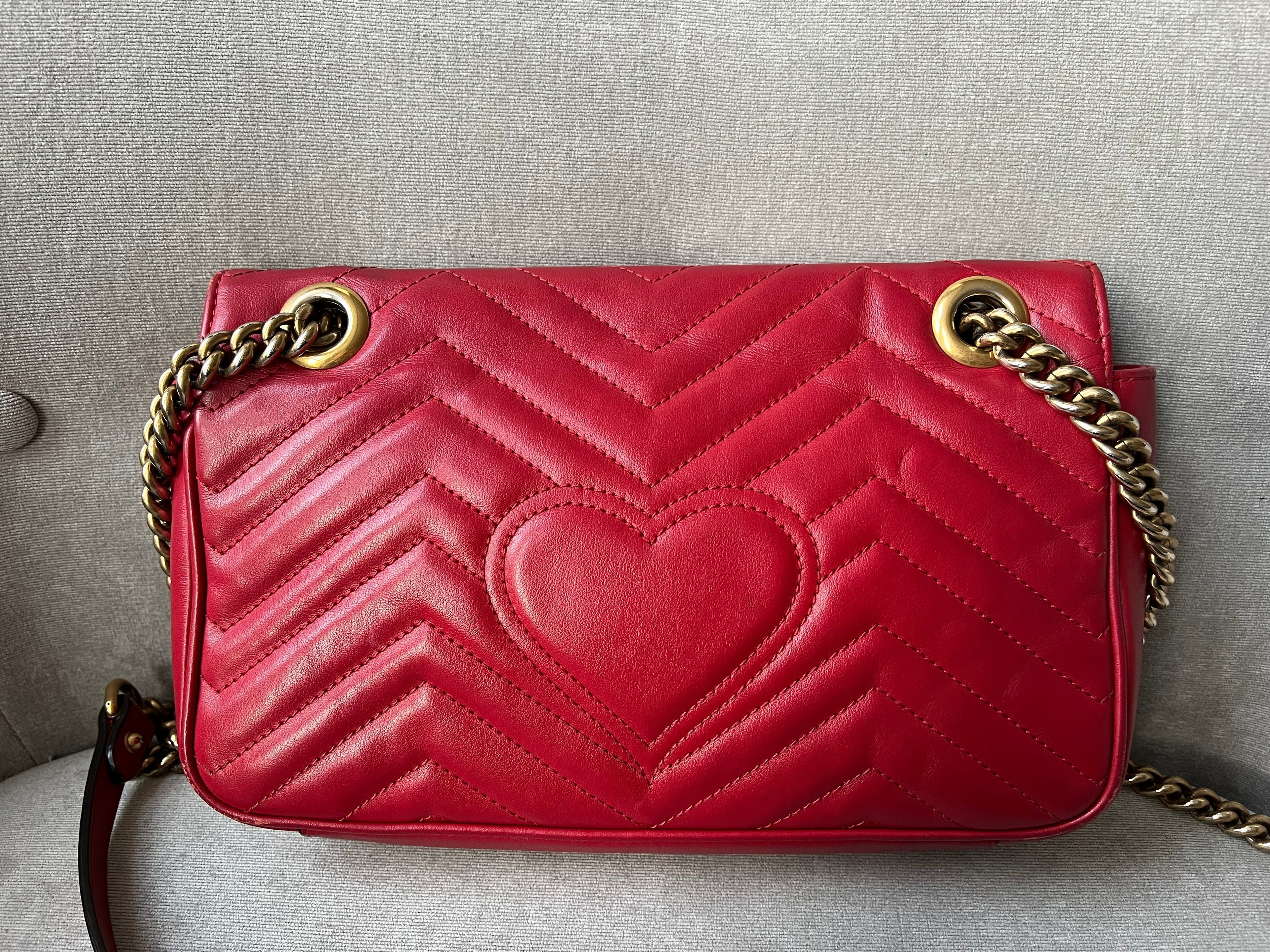 Gucci GG Hibiscus Red Marmont Small Shoulder Bag