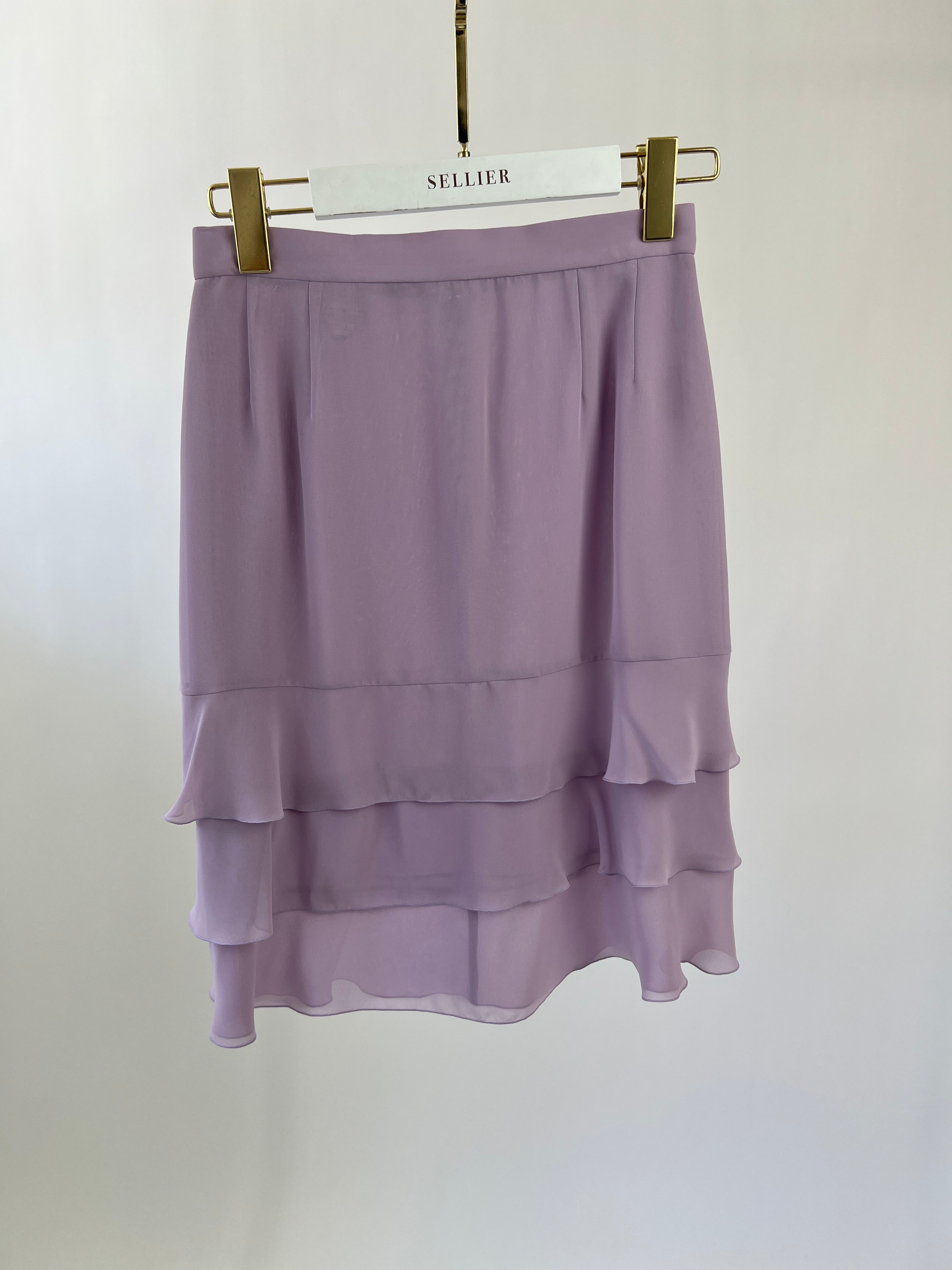 *HOT VINTAGE* Chanel Vintage 98C Lilac Tiered Midi Skirt Size FR 38 (UK 10)