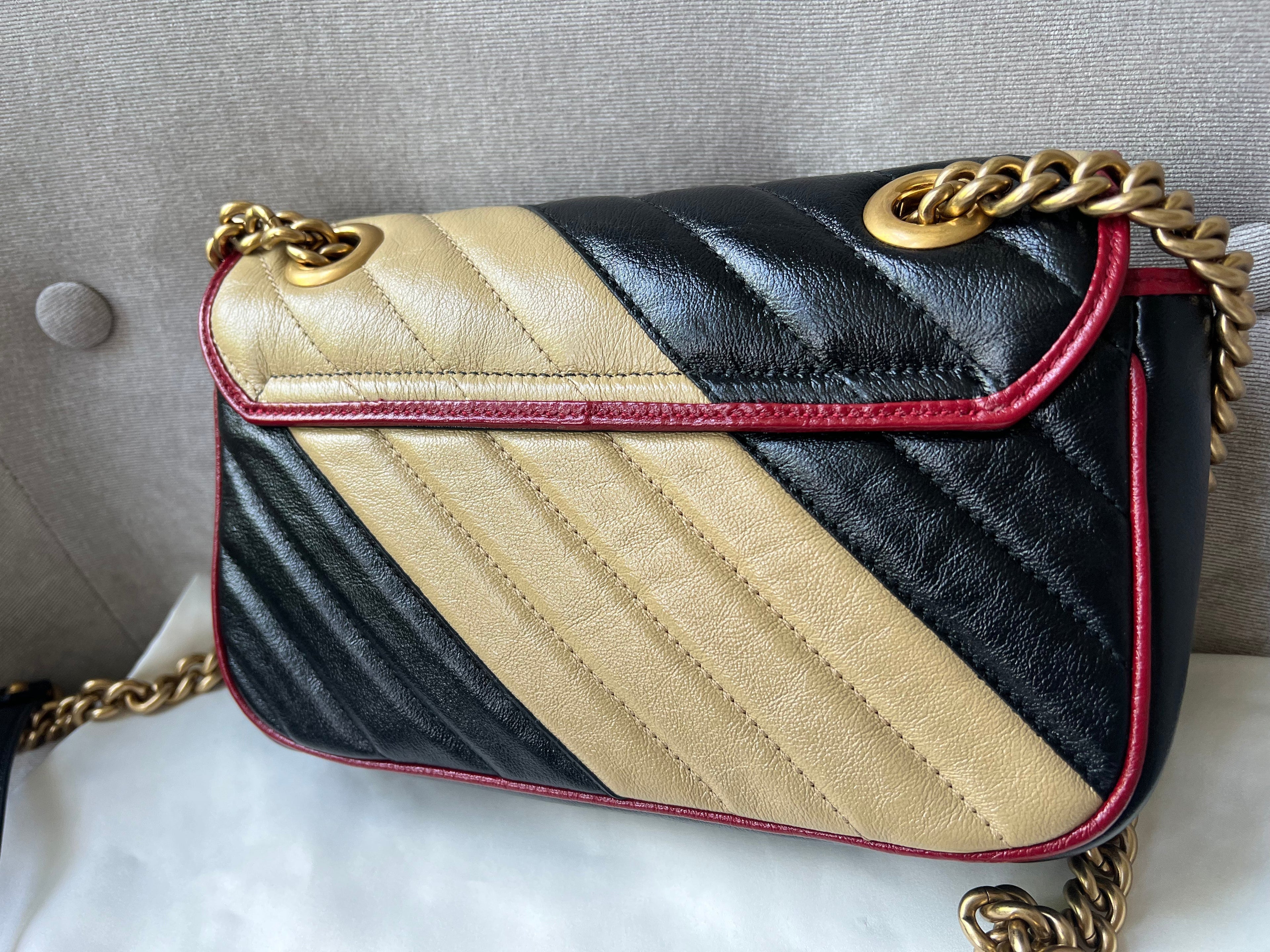 Gucci GG Tricolour Marmont Mini Shoulder Bag