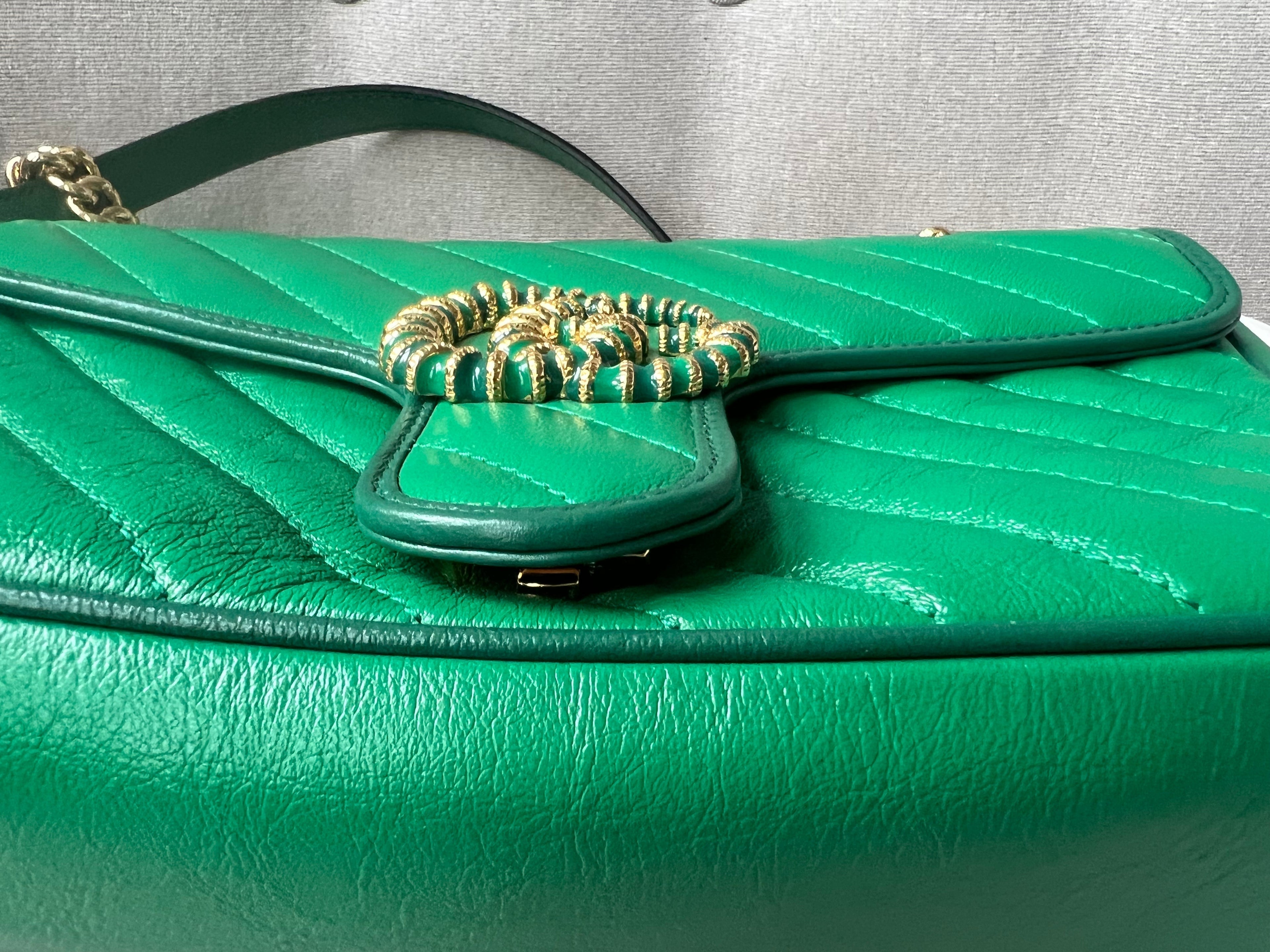 Gucci GG Green Torchon Marmont Small Shoulder Bag