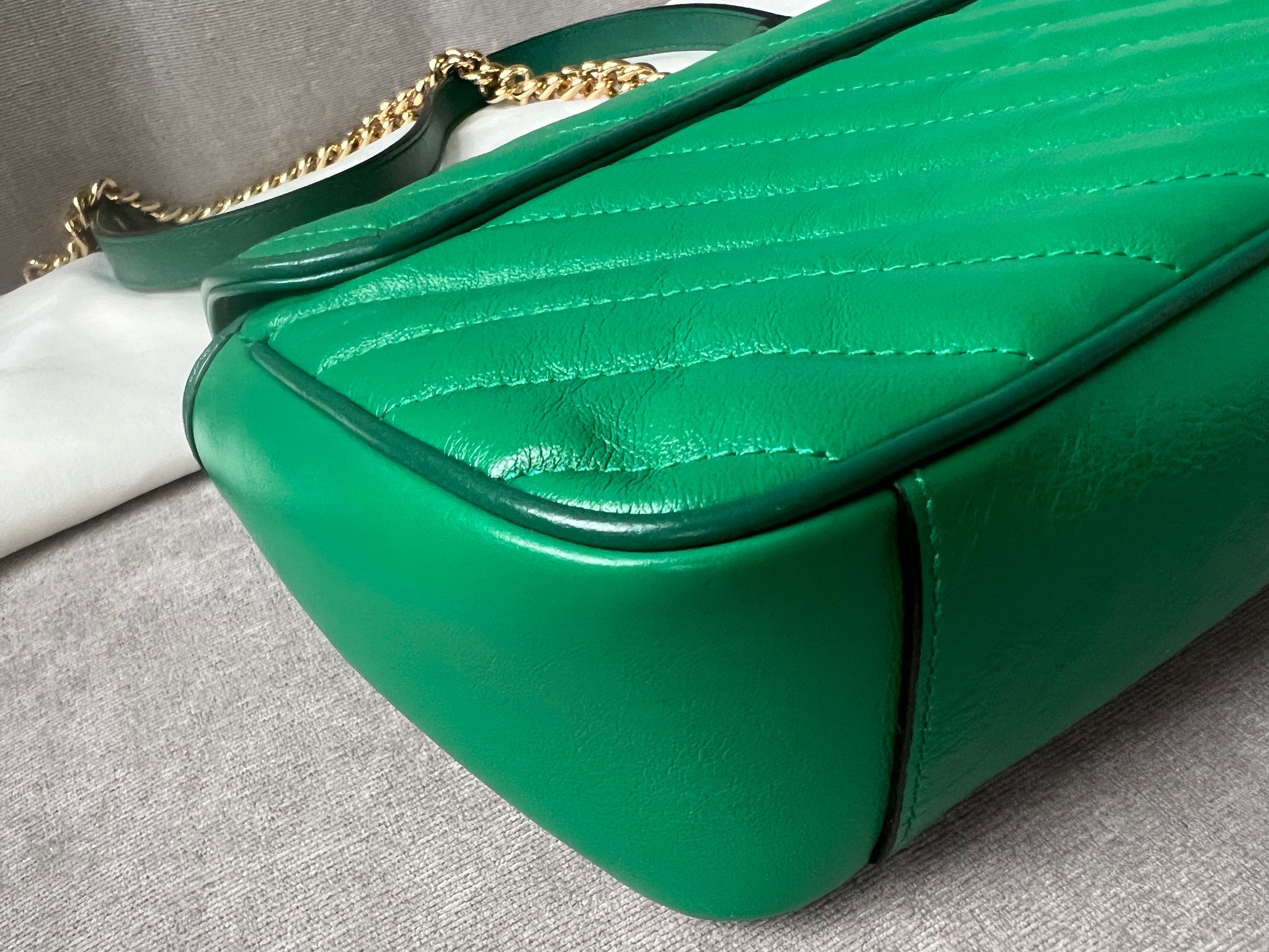Gucci GG Green Torchon Marmont Small Shoulder Bag