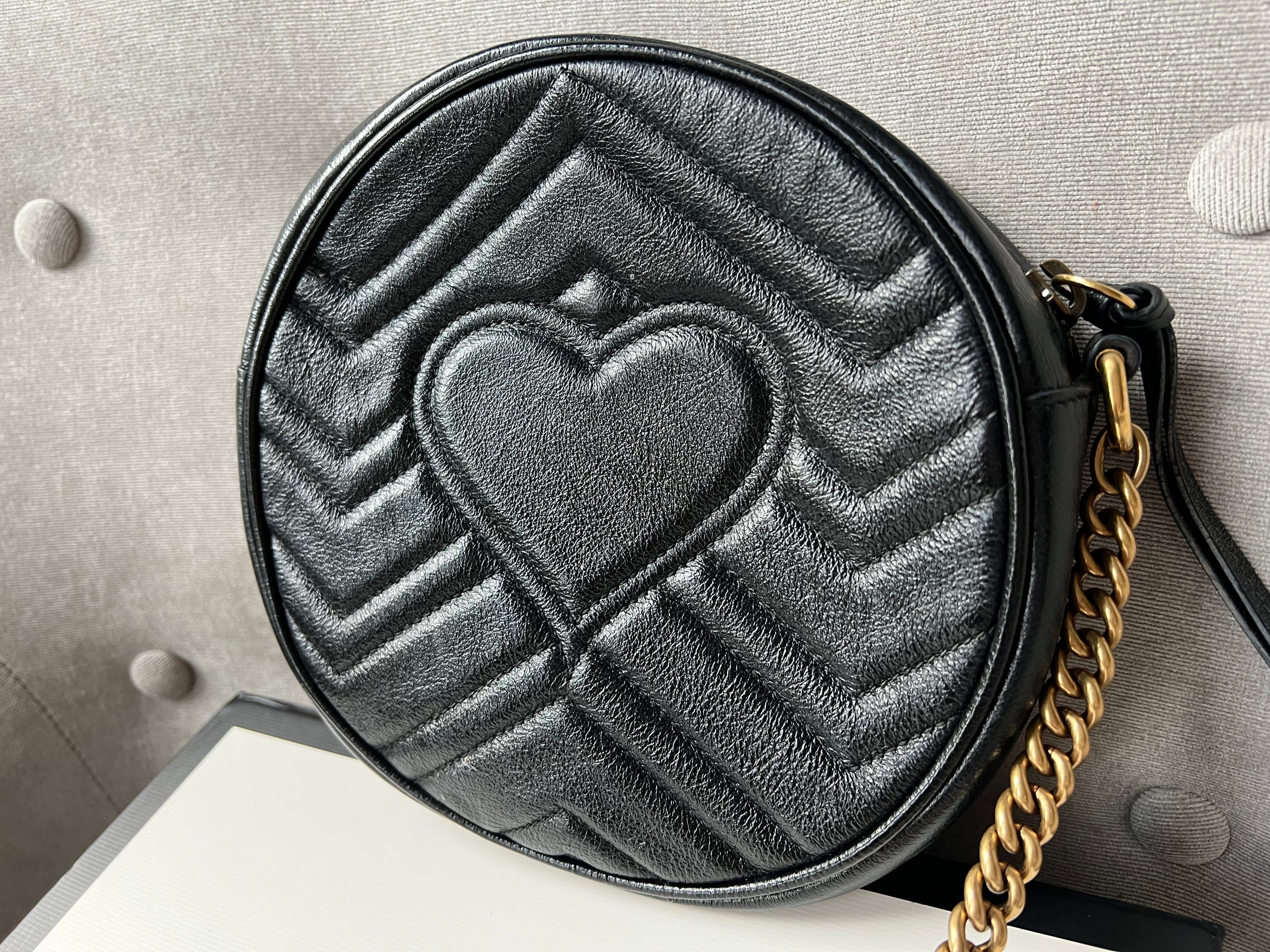 Gucci GG Round Black Marmont Small Shoulder Bag