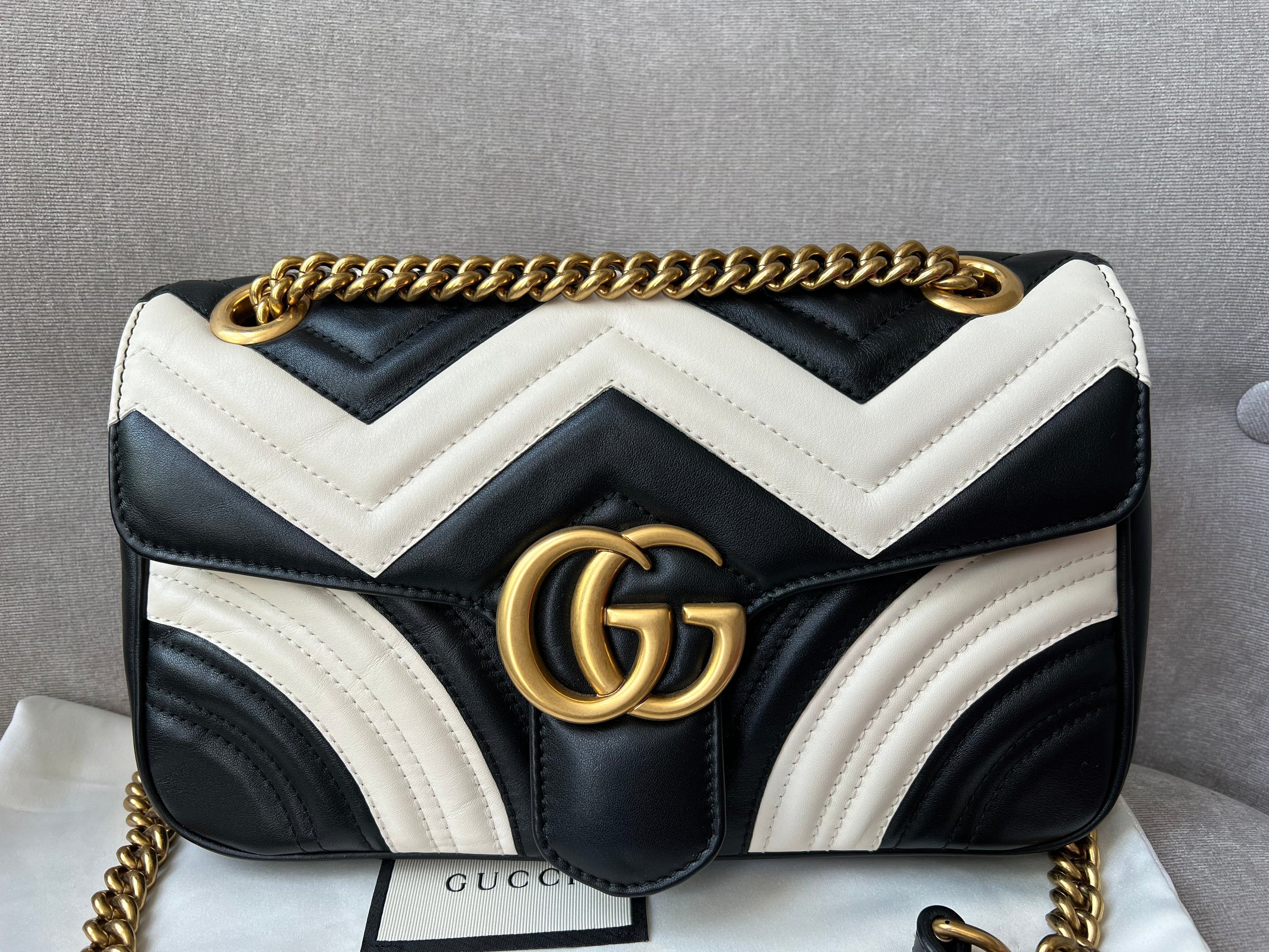 Gucci GG Black and White Marmont Small Shoulder Bag (RRP £1800)