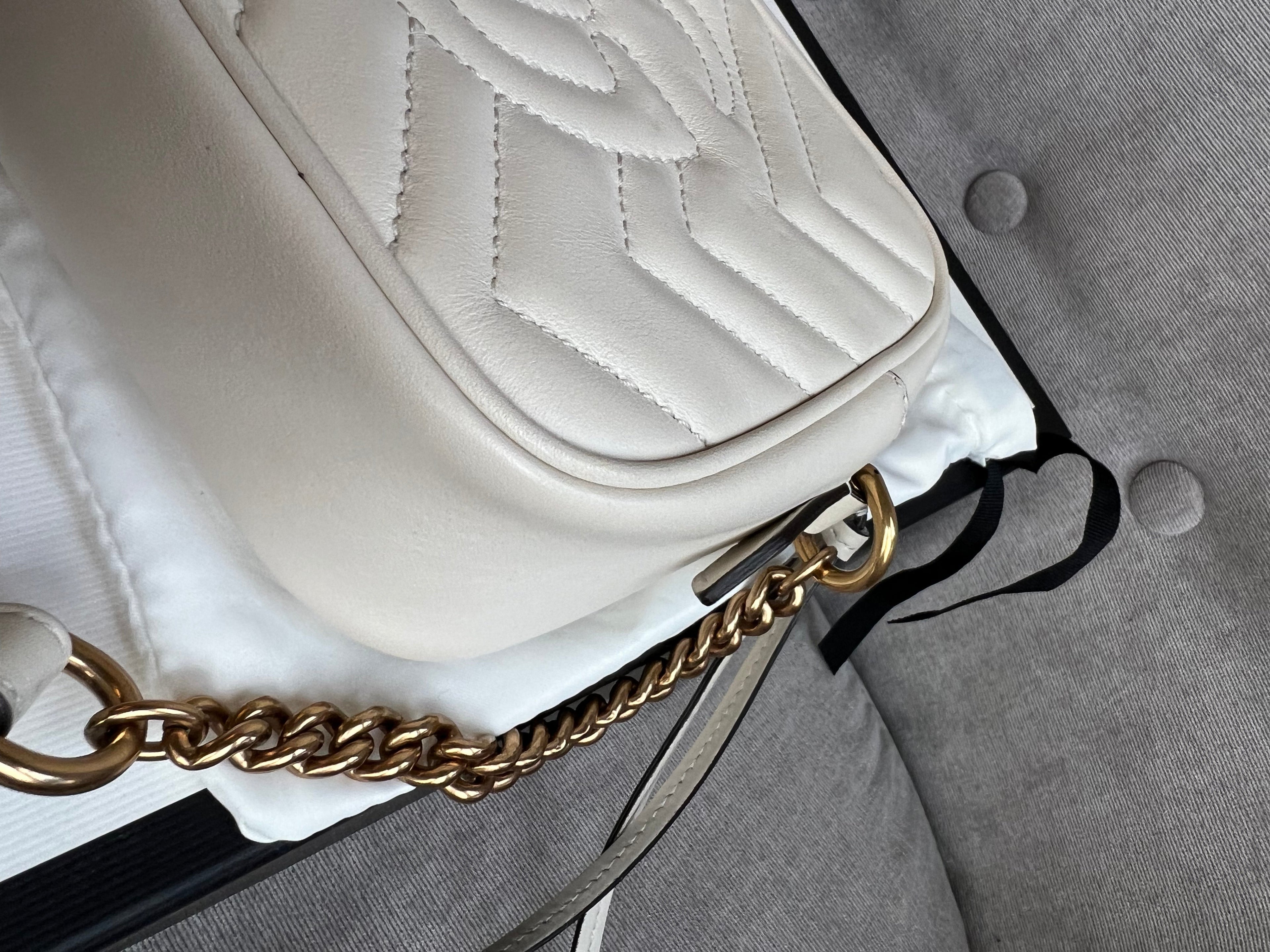 Gucci GG White Marmont Mini Shoulder Bag (RRP £1,160)
