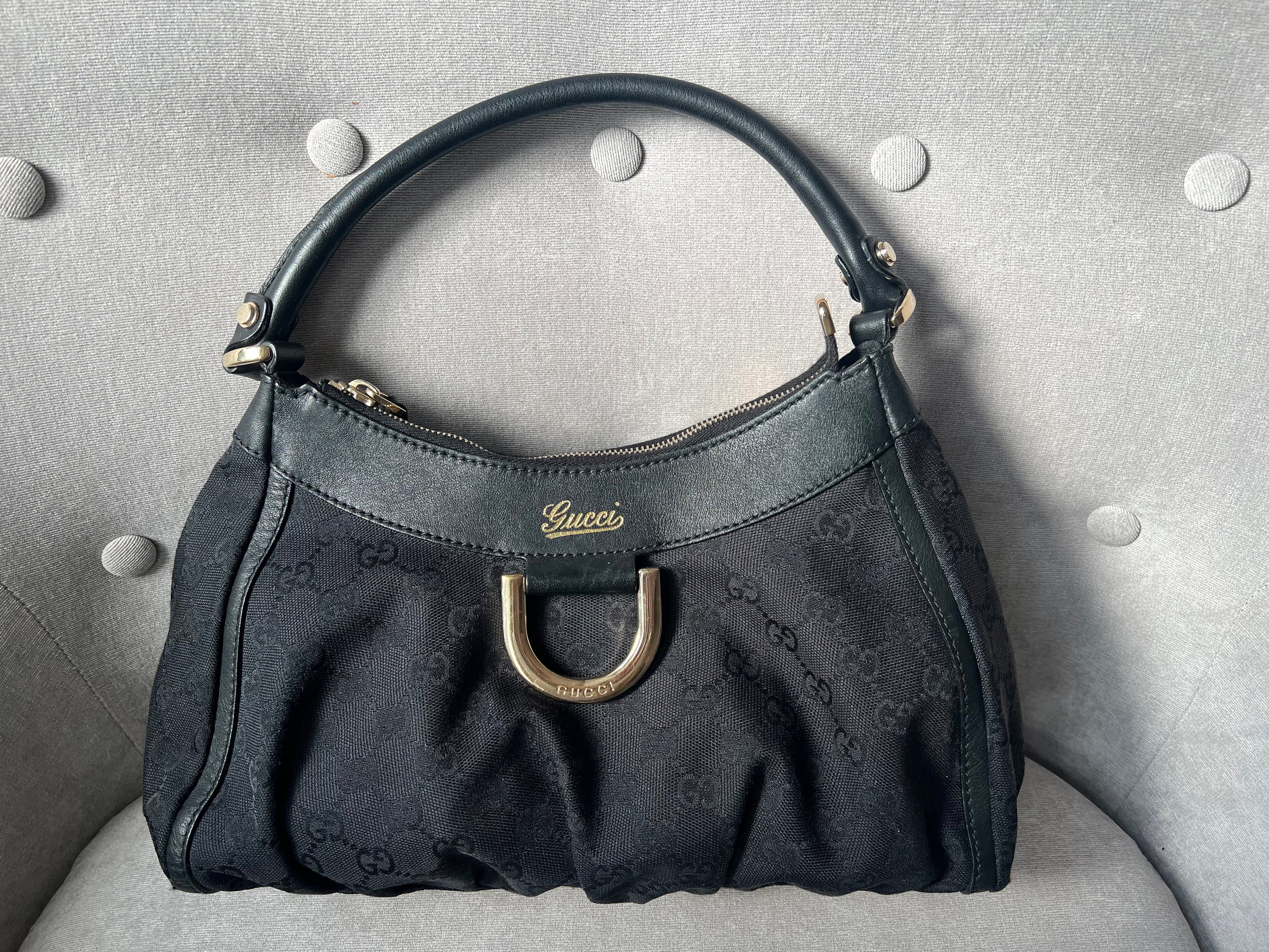 Gucci GG Canvas Small Black Abbey D Ring Hobo