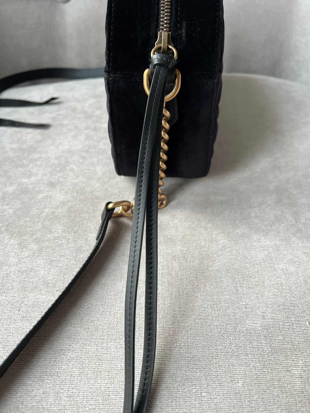 Gucci GG Black Velvet Marmont Small Shoulder Bag