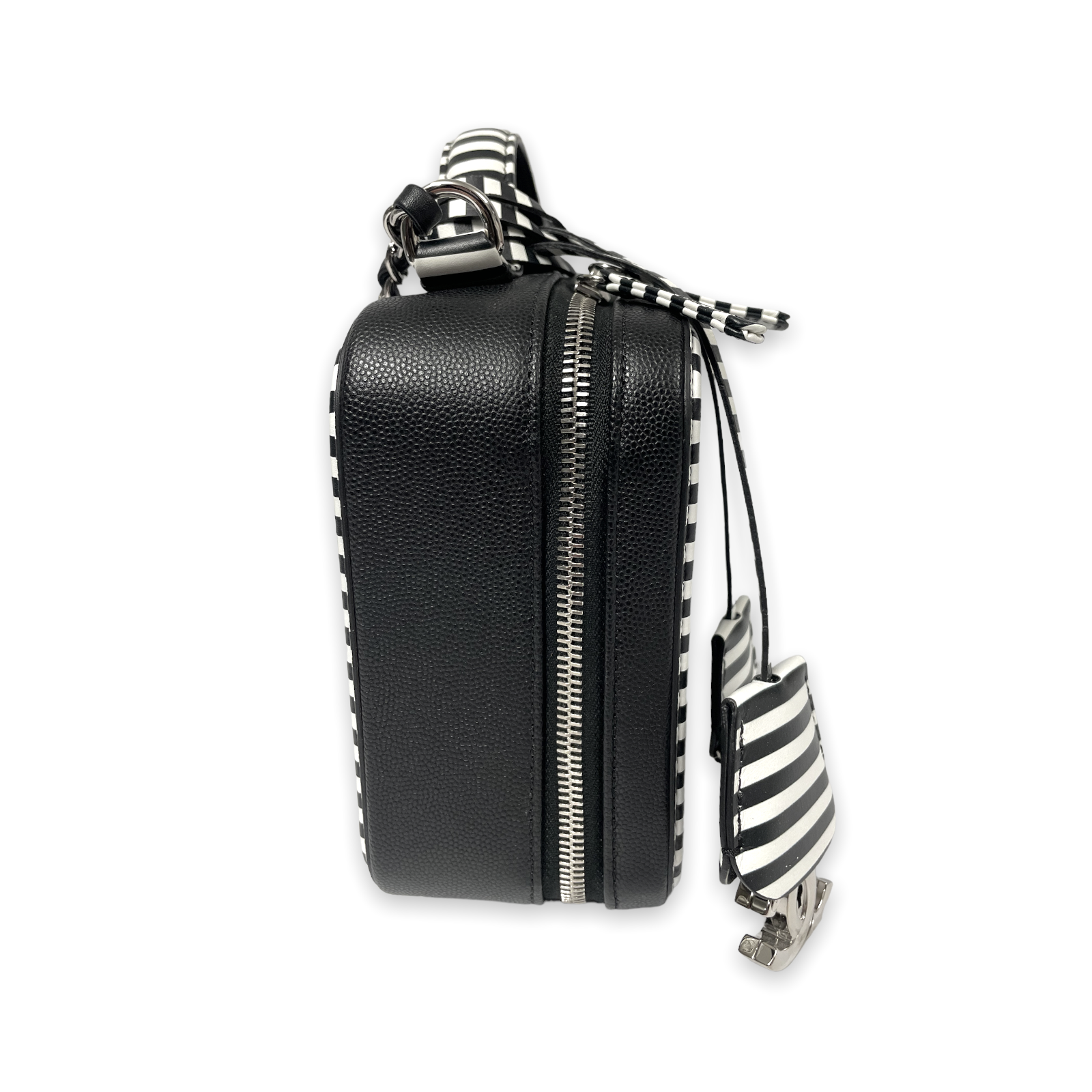 Chanel Filigree Vanity Case Small Black Caviar Silver
