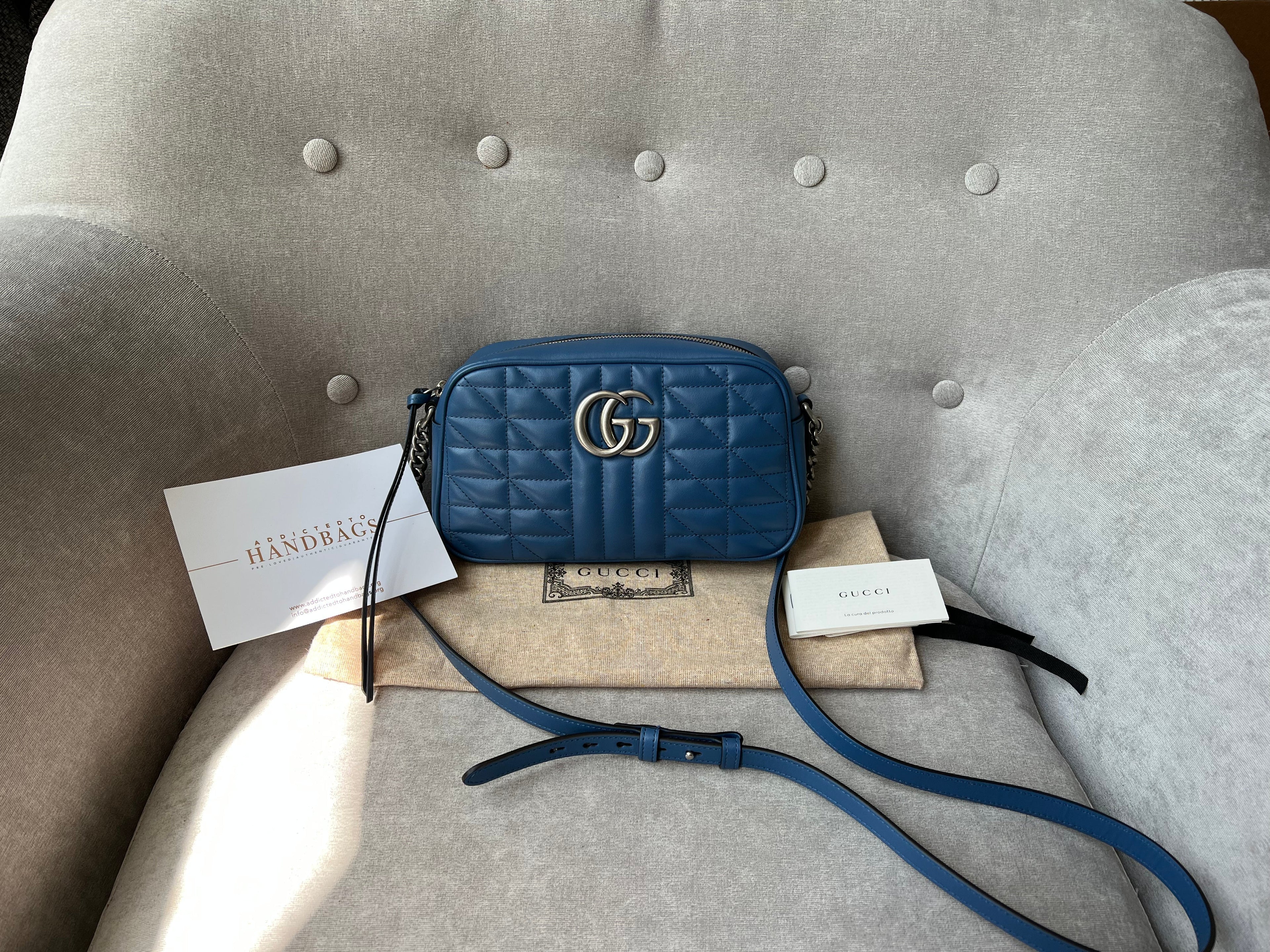 Gucci Aria GG Blue Marmont Small Shoulder Bag (RRP £1250)