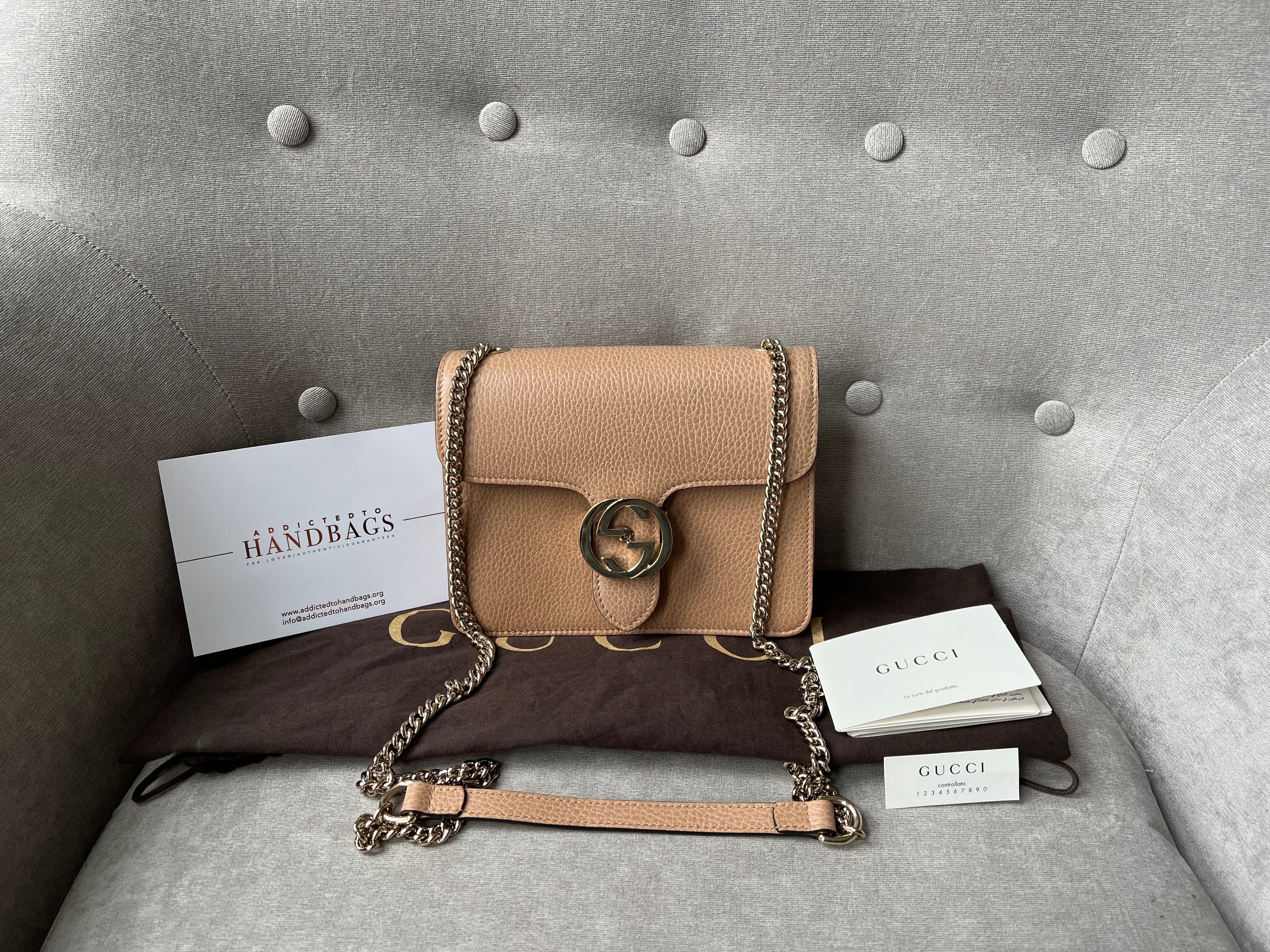 Gucci Interlocking GG Beige Small Shoulder Bag