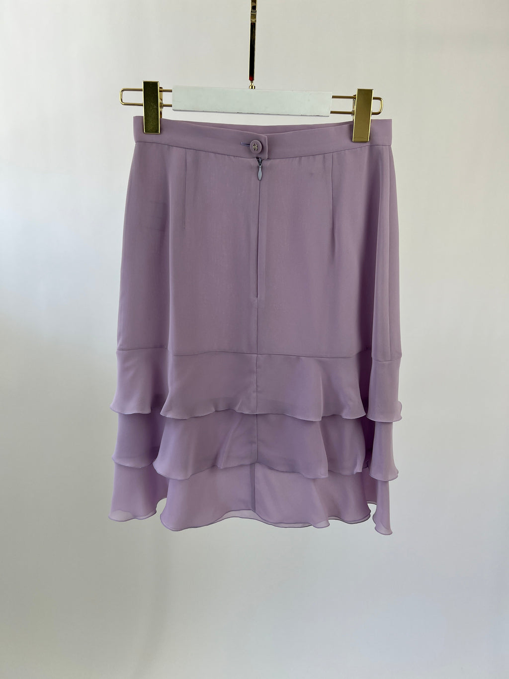 *HOT VINTAGE* Chanel Vintage 98C Lilac Tiered Midi Skirt Size FR 38 (UK 10)