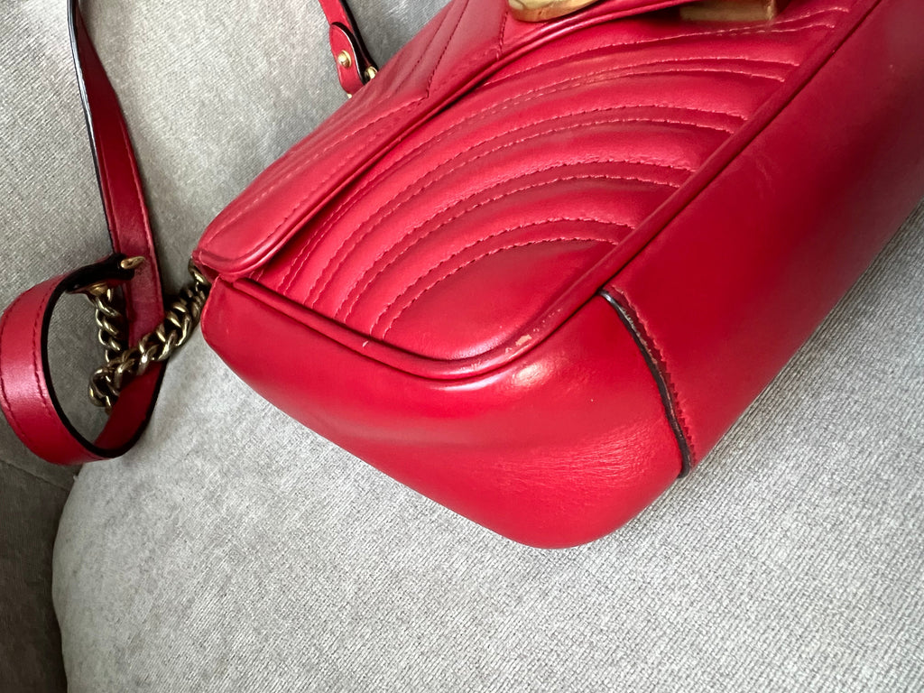 Gucci GG Hibiscus Red Marmont Small Shoulder Bag