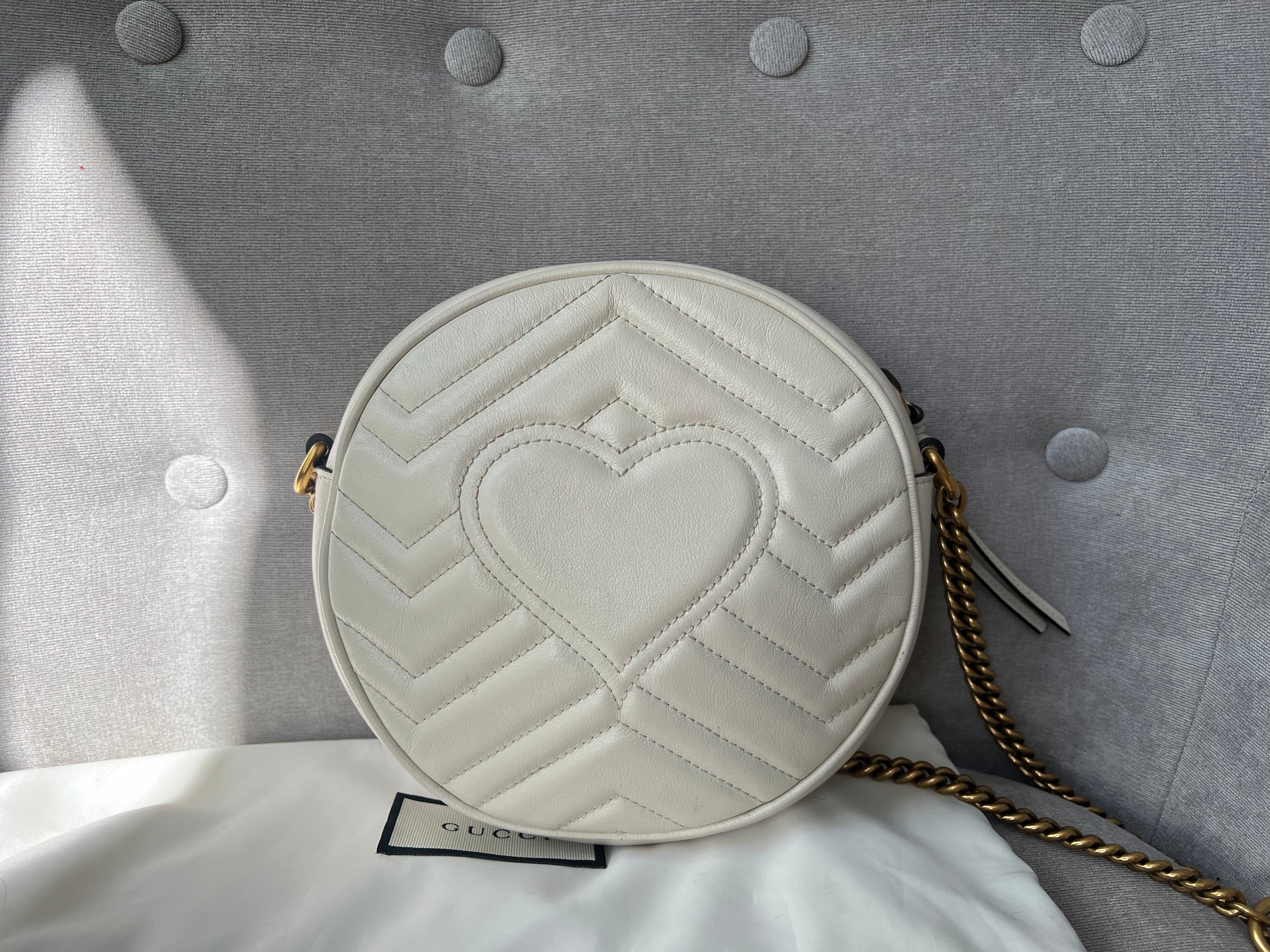 Gucci GG Round White Marmont Small Shoulder Bag