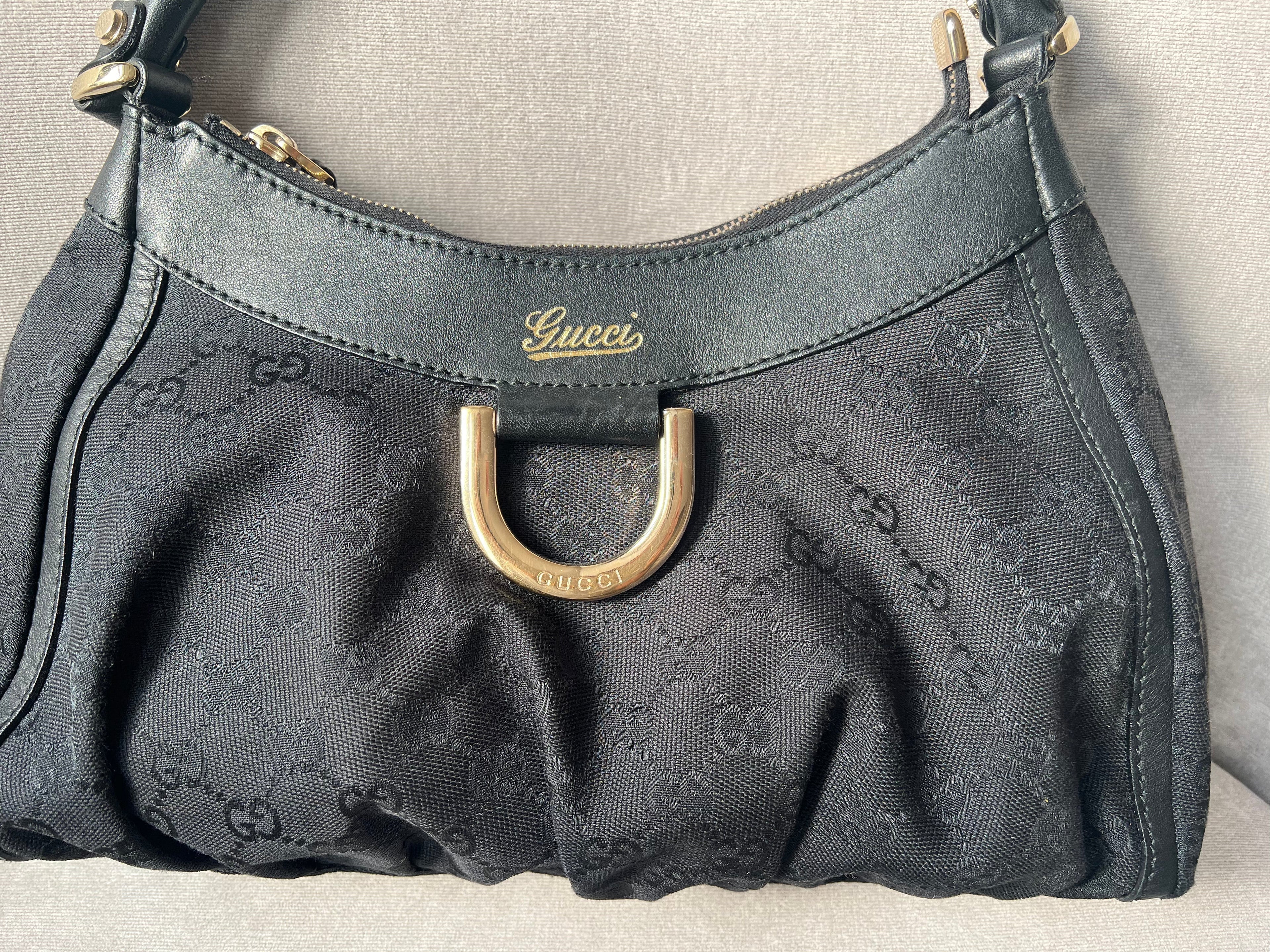 Gucci GG Canvas Small Black Abbey D Ring Hobo