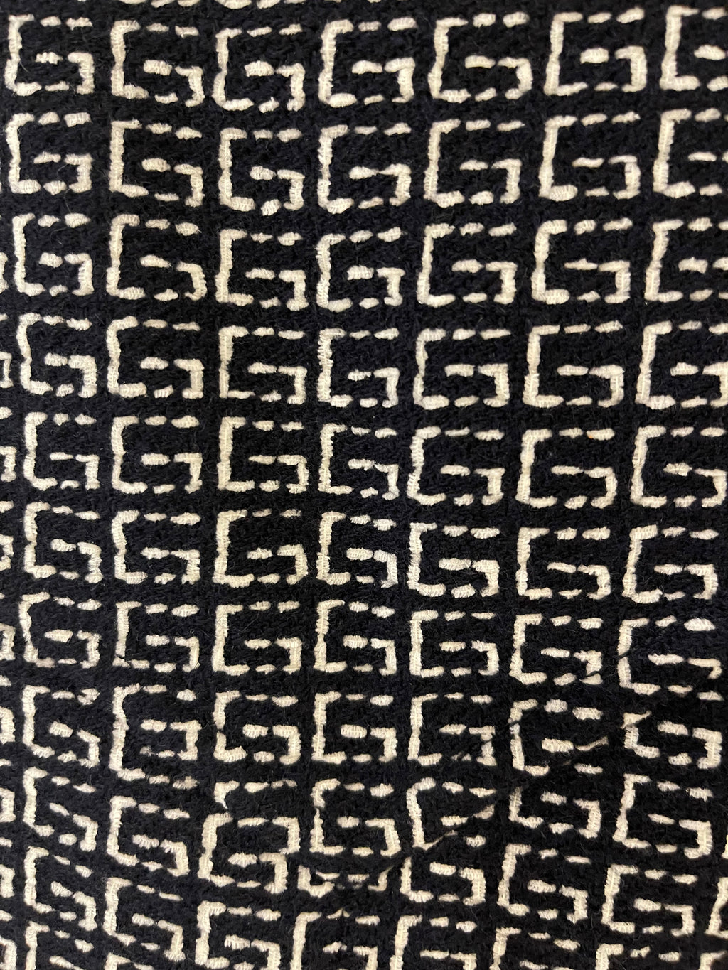 Gucci Navy and White Logo Printed Wool Skirt Size IT 40 (UK 8)