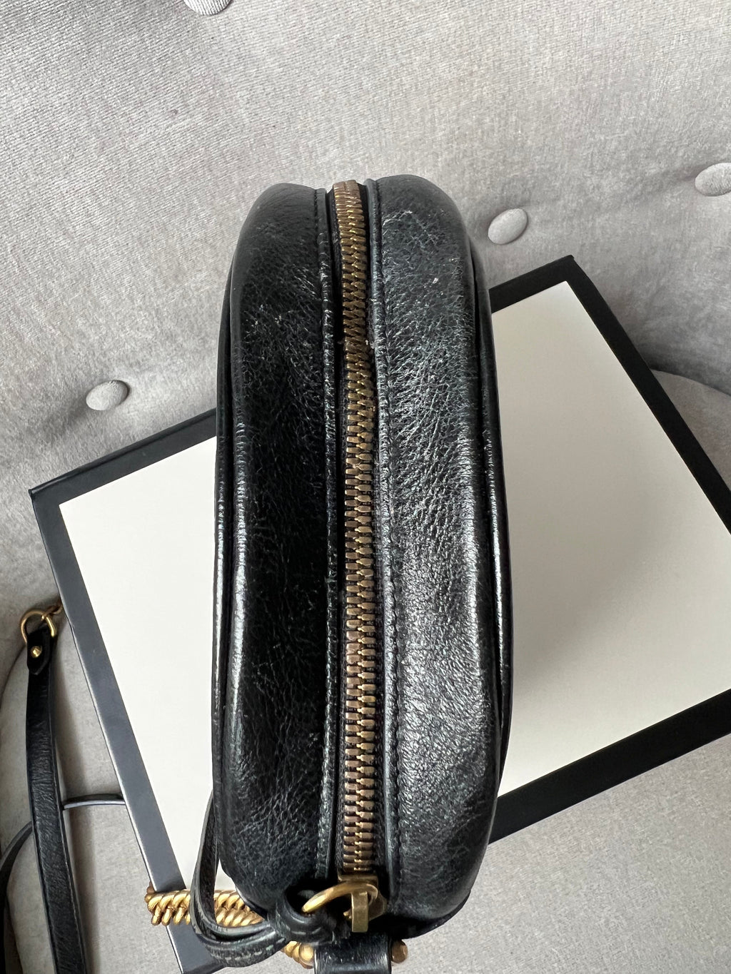 Gucci GG Round Black Marmont Small Shoulder Bag