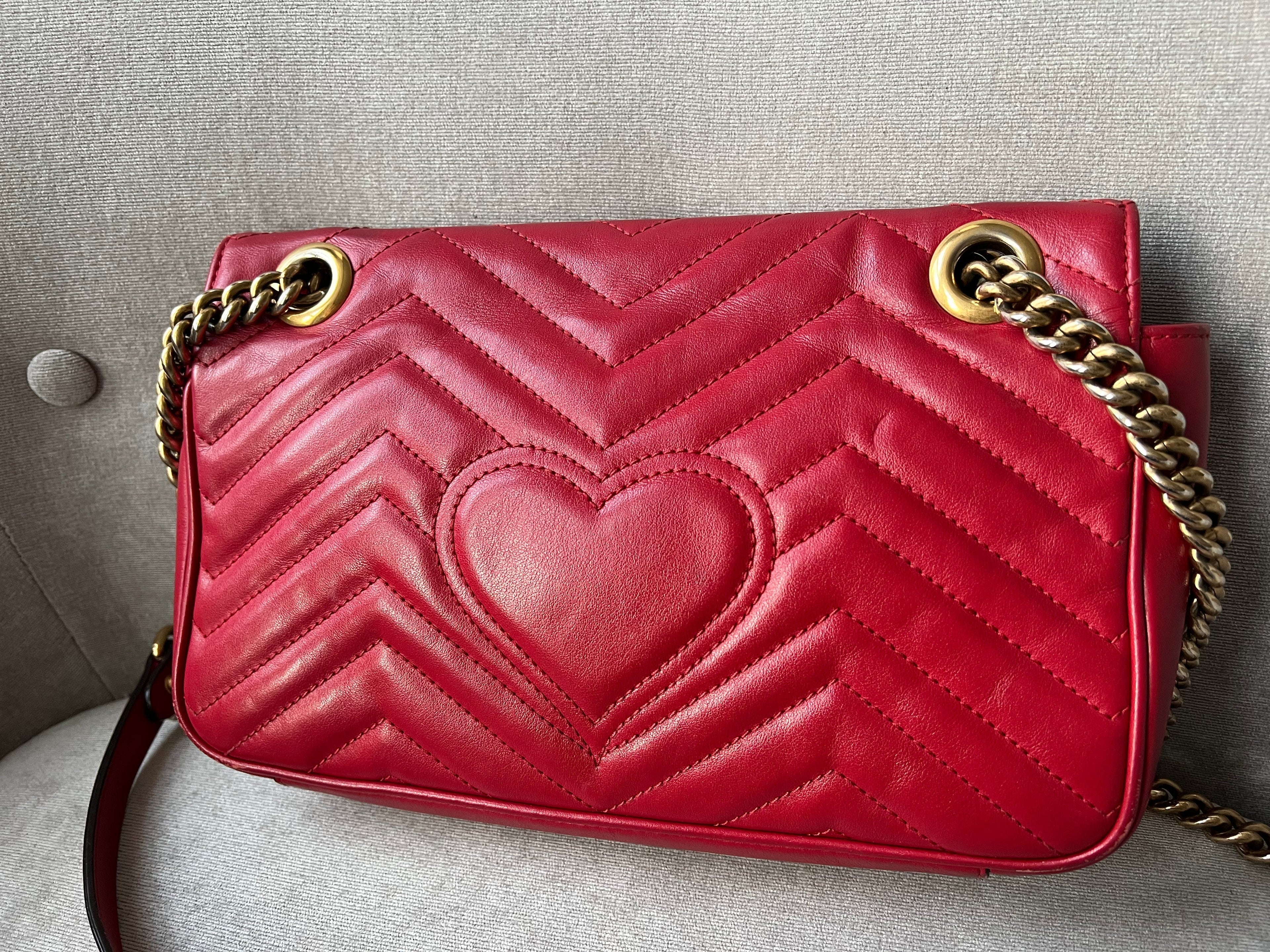 Gucci GG Hibiscus Red Marmont Small Shoulder Bag