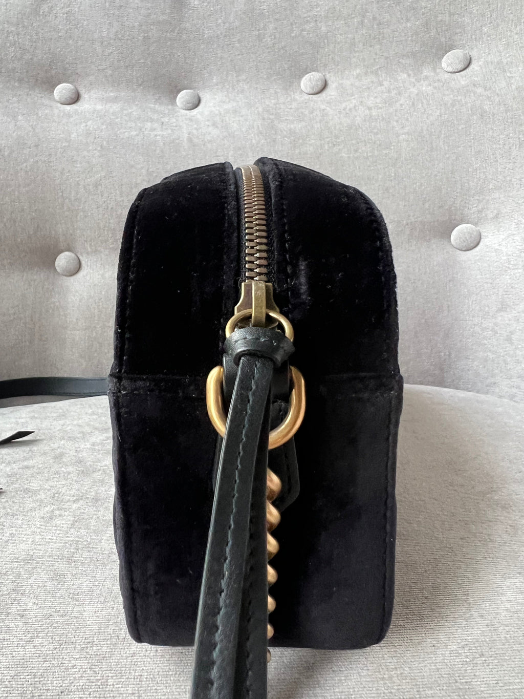 Gucci GG Black Velvet Marmont Small Shoulder Bag
