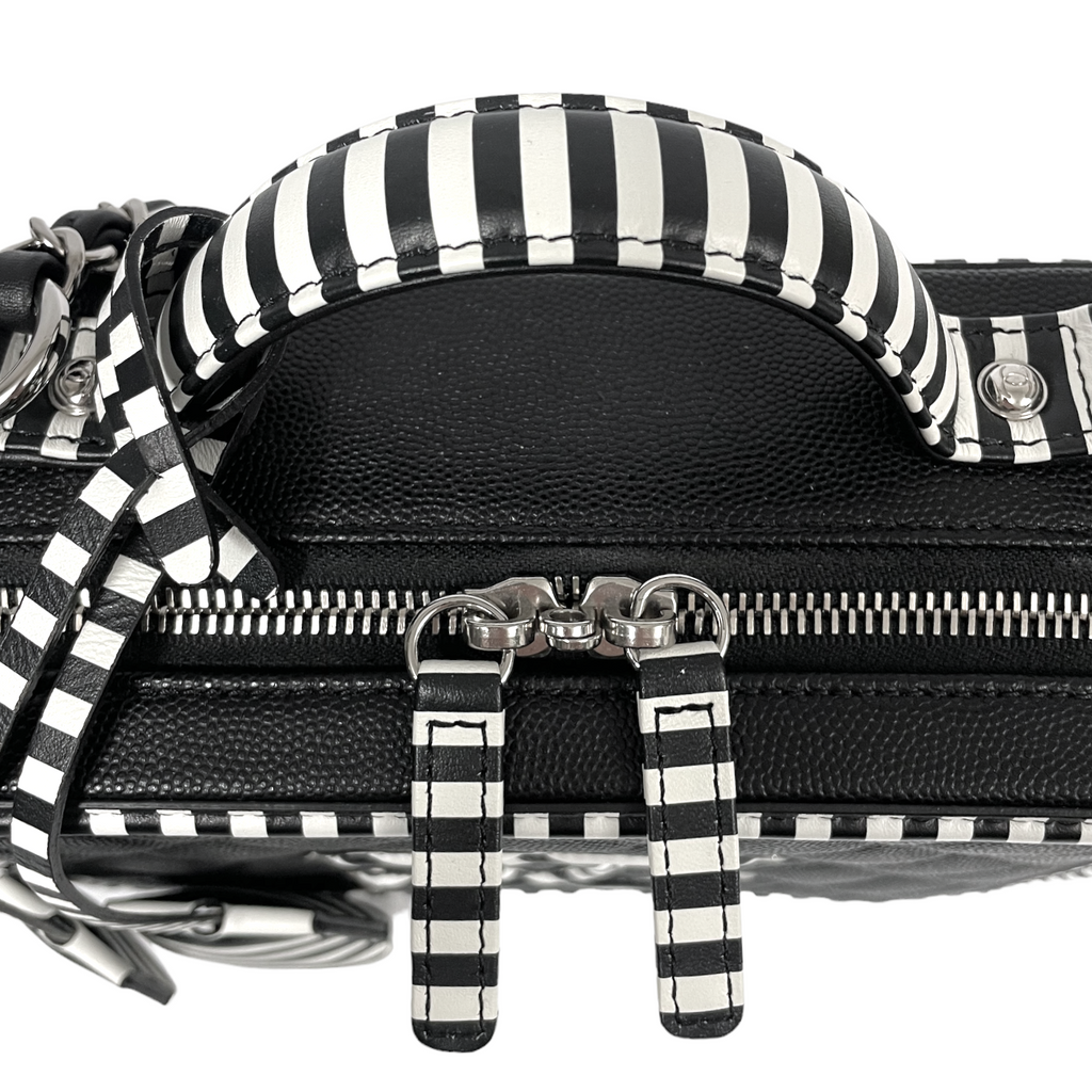 Chanel Filigree Vanity Case Small Black Caviar Silver