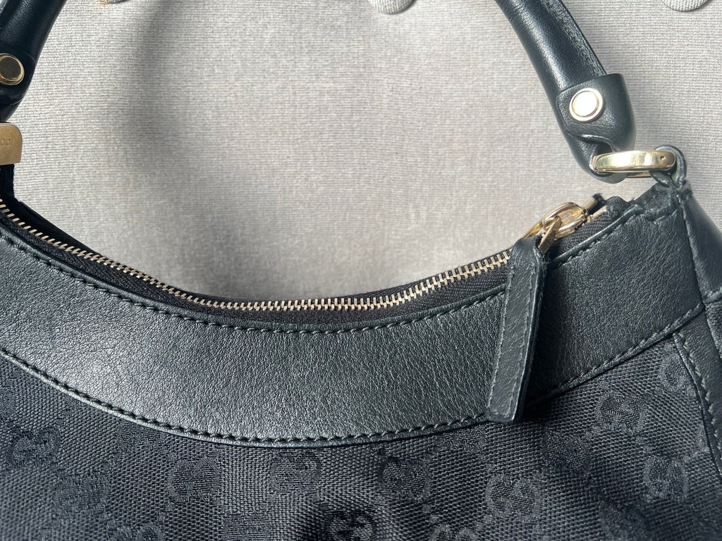 Gucci GG Canvas Small Black Abbey D Ring Hobo
