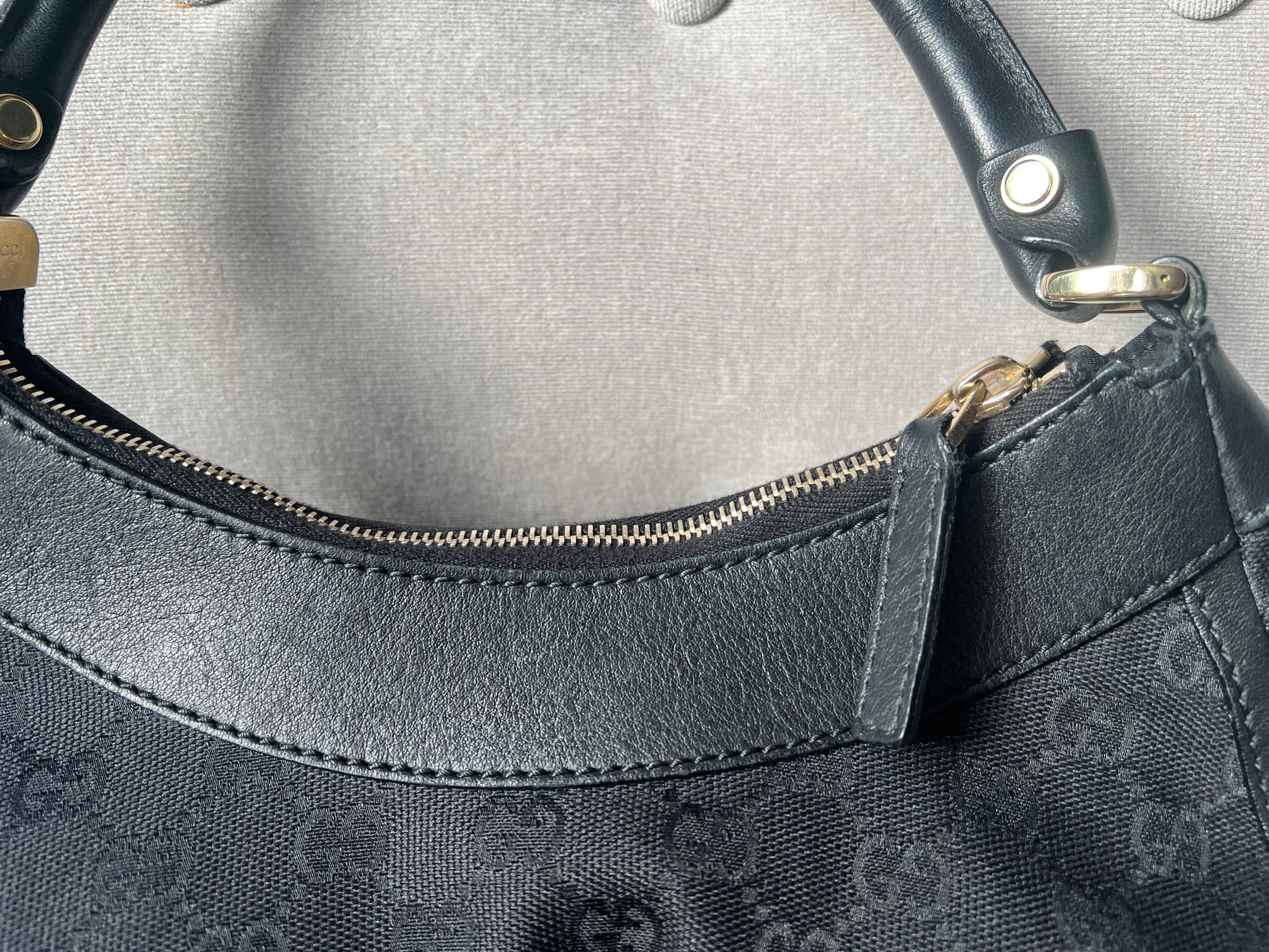 Gucci GG Canvas Small Black Abbey D Ring Hobo
