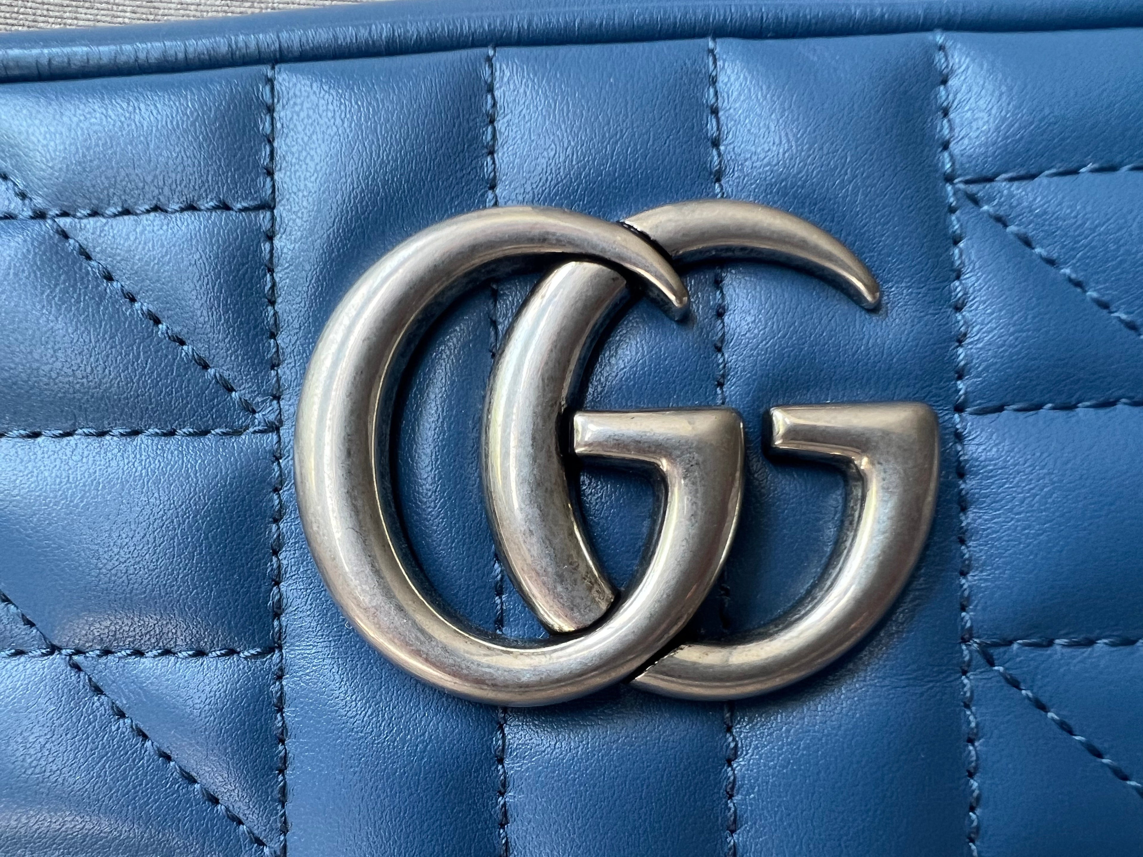 Gucci Aria GG Blue Marmont Small Shoulder Bag (RRP £1250)