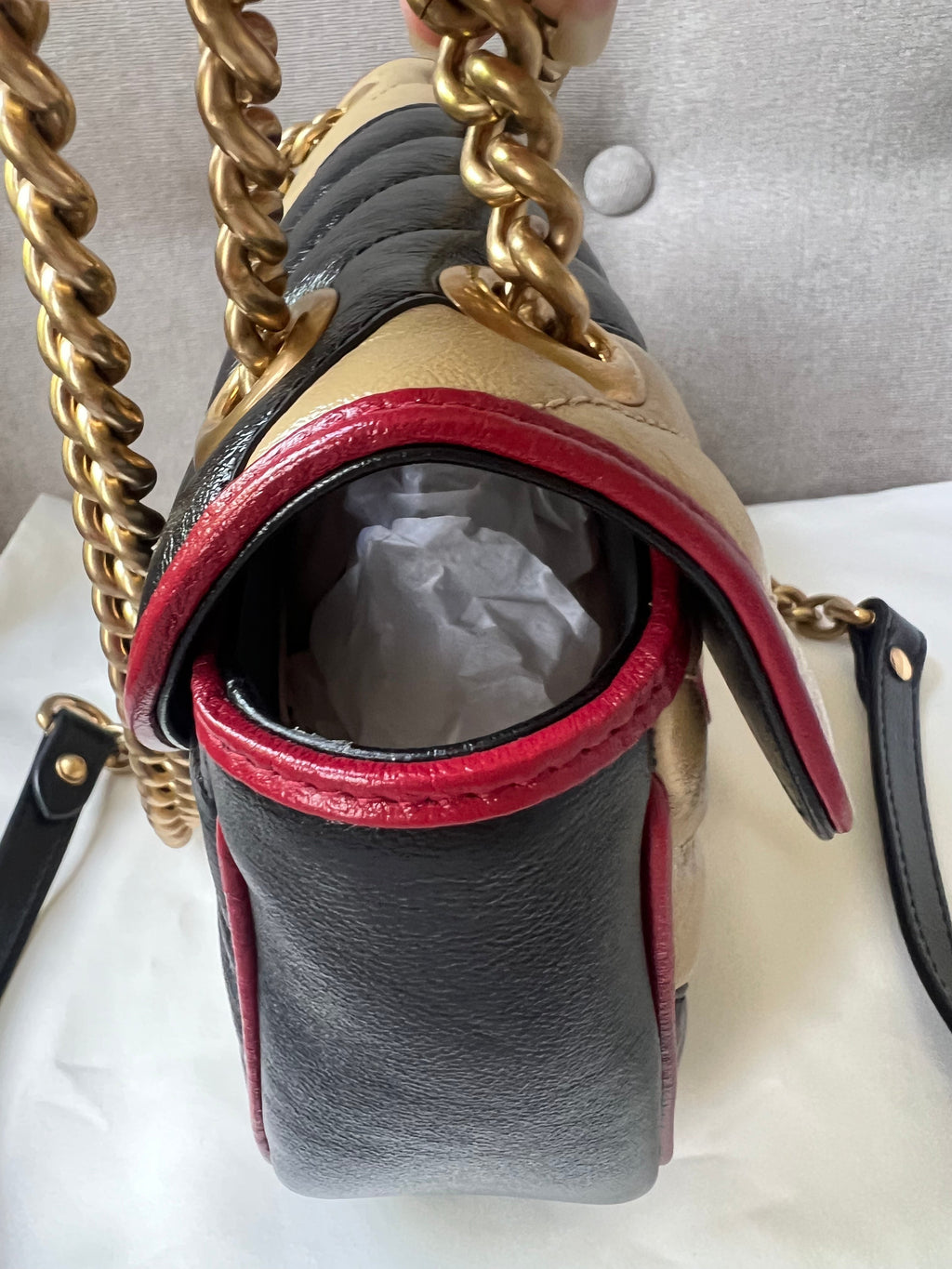 Gucci GG Tricolour Marmont Mini Shoulder Bag