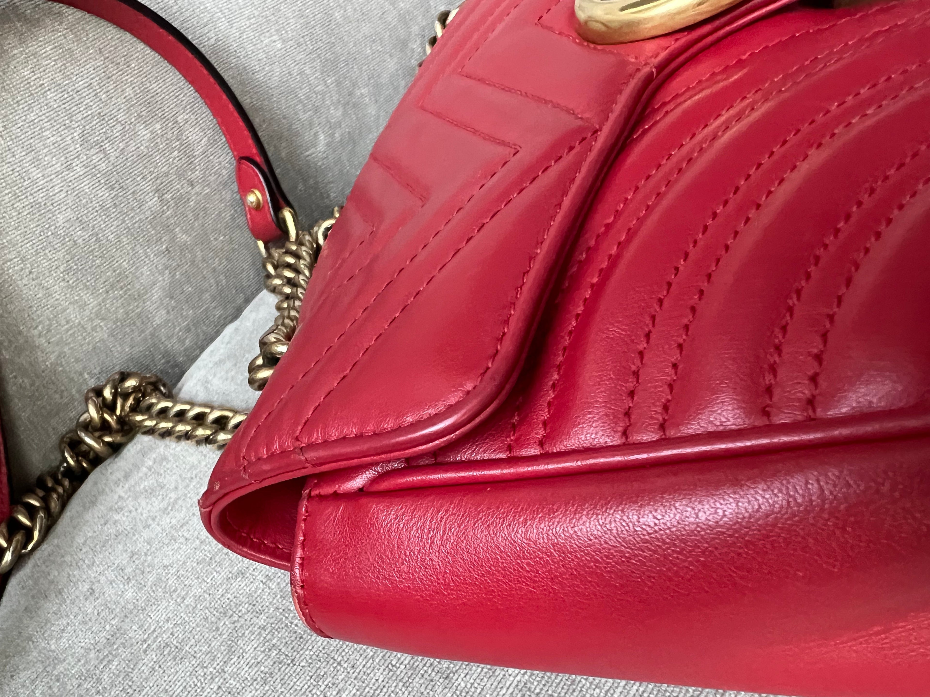 Gucci GG Hibiscus Red Marmont Small Shoulder Bag