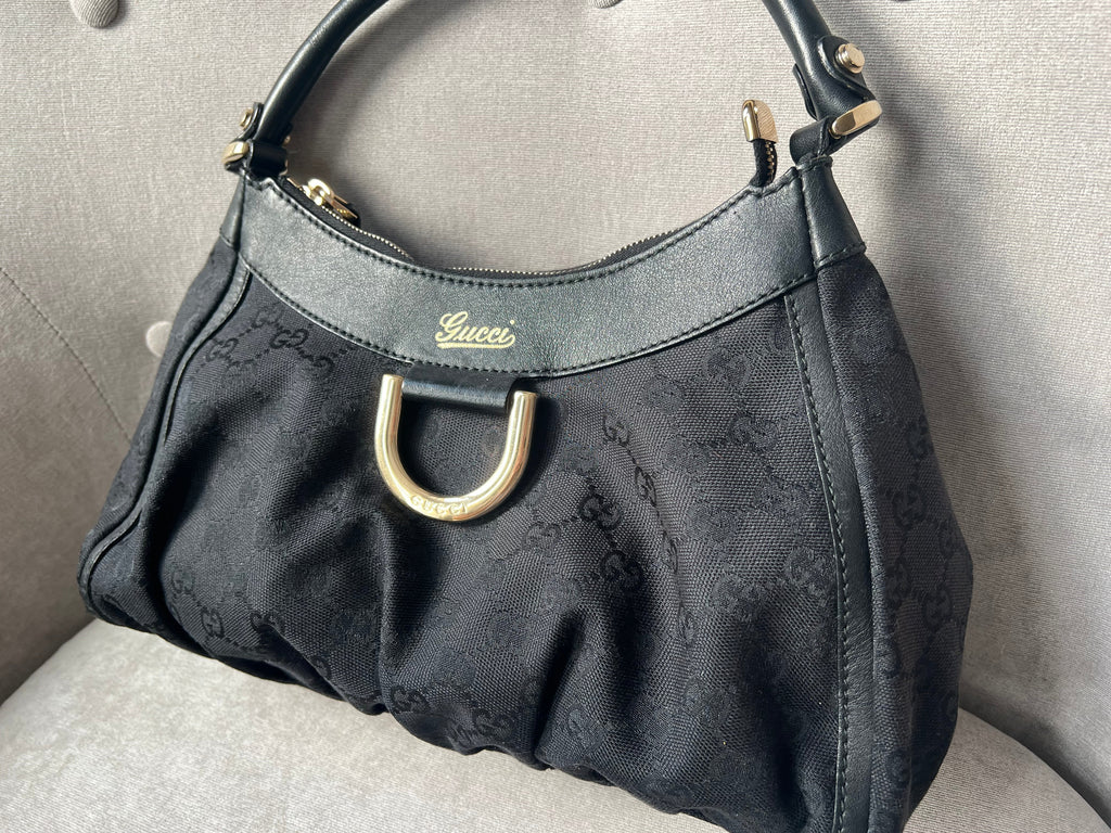 Gucci GG Canvas Small Black Abbey D Ring Hobo