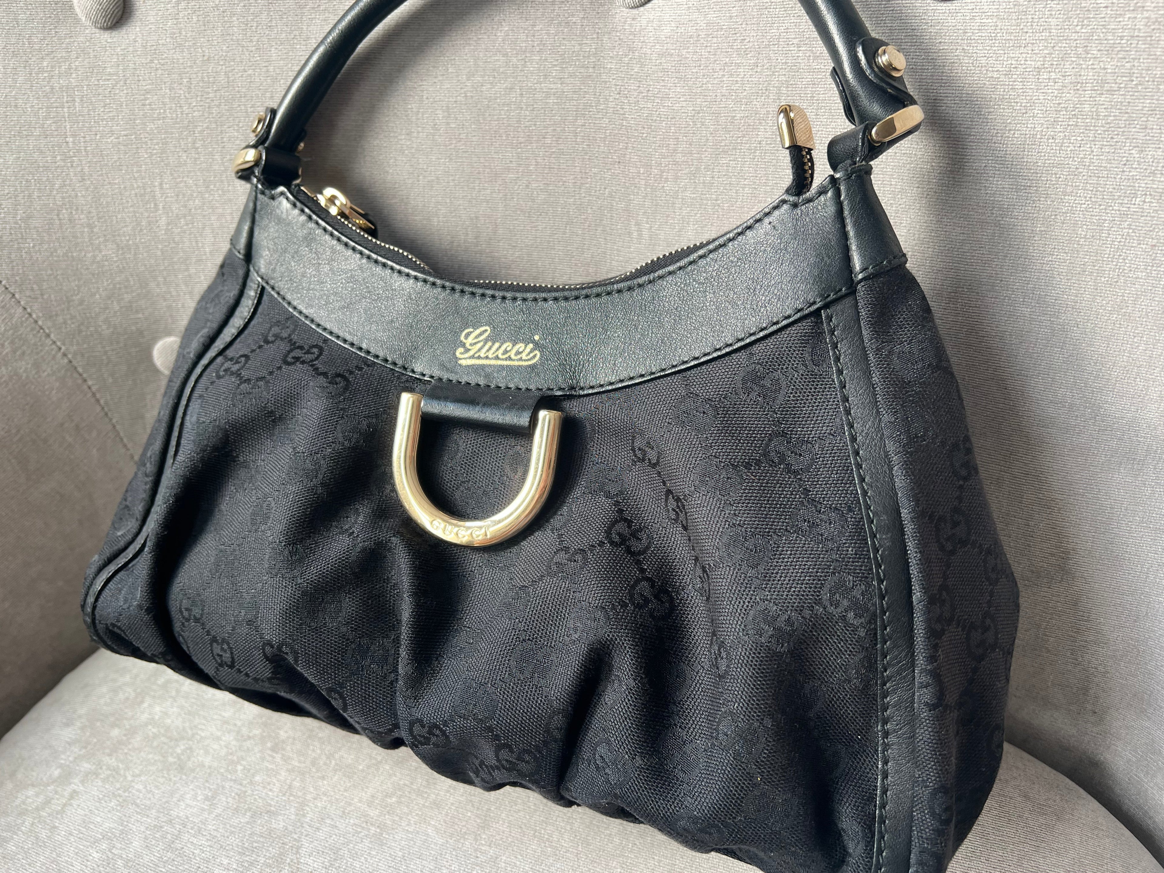 Gucci GG Canvas Small Black Abbey D Ring Hobo
