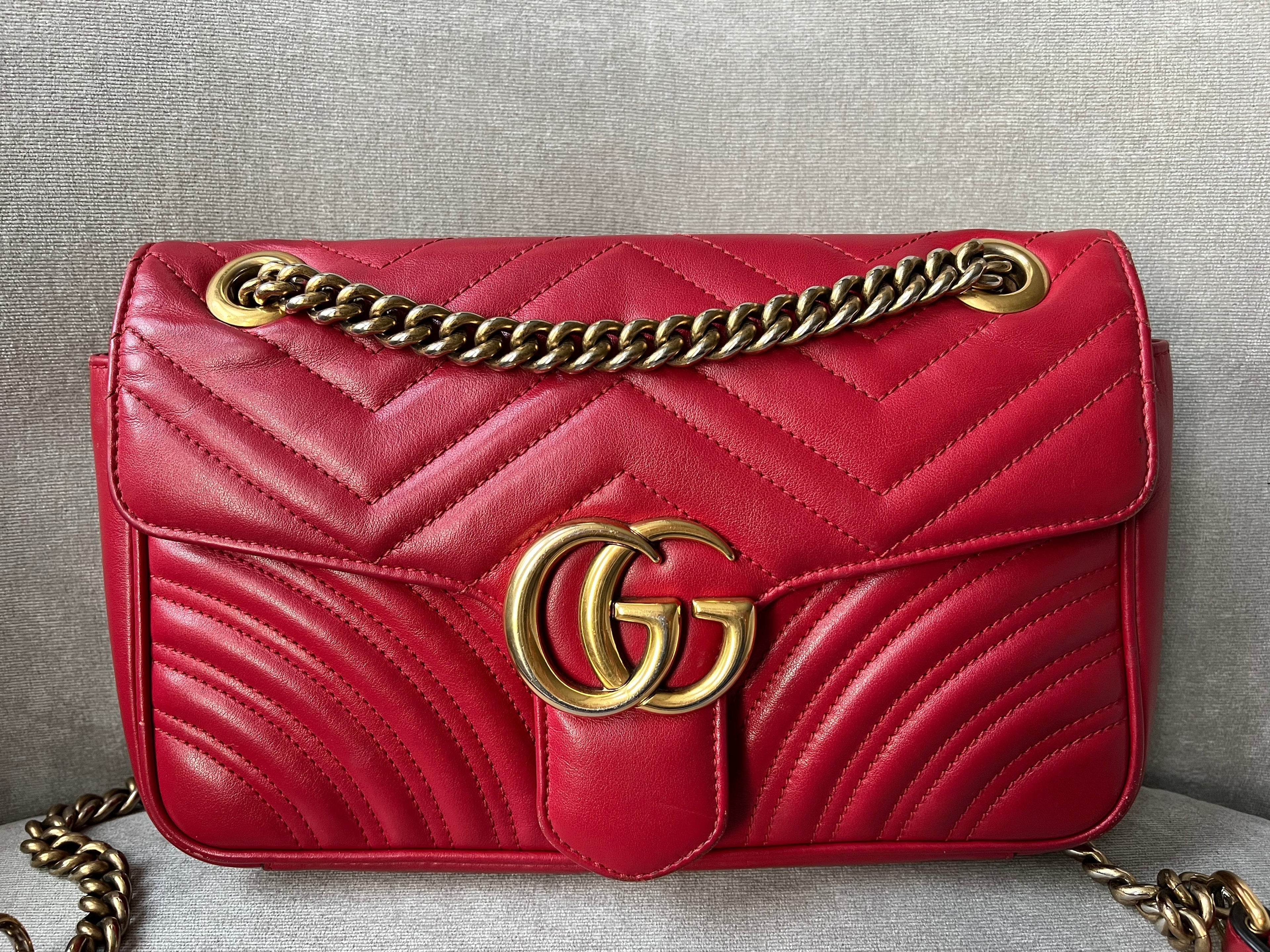 Gucci GG Hibiscus Red Marmont Small Shoulder Bag