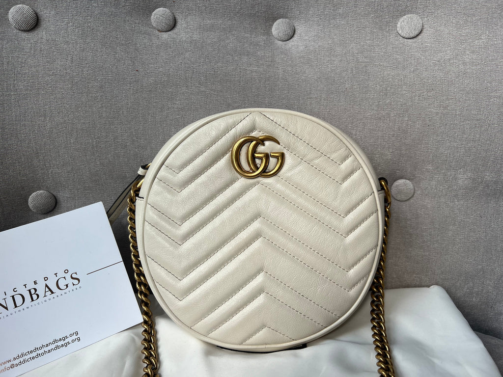 Gucci GG Round White Marmont Small Shoulder Bag
