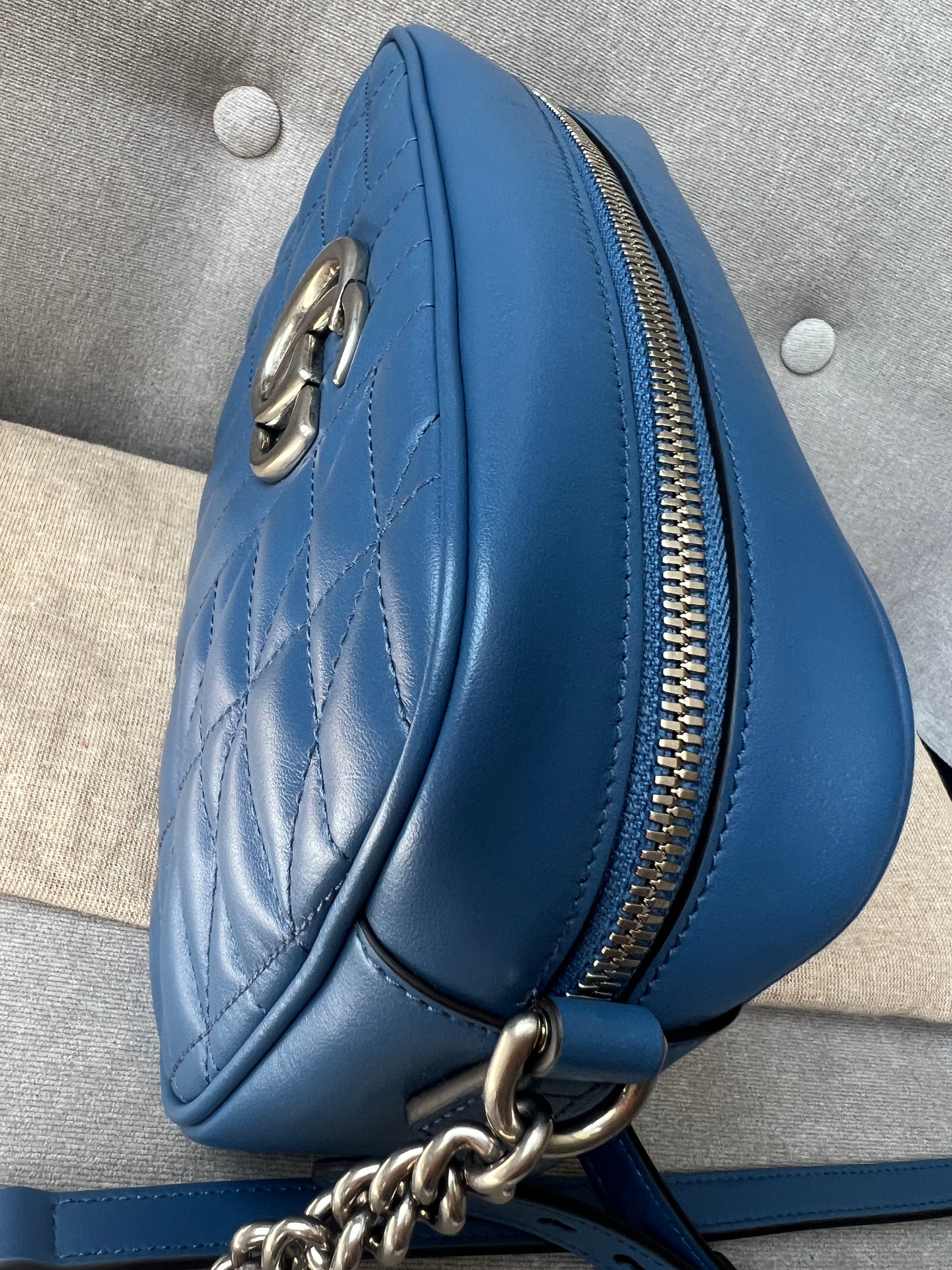 Gucci Aria GG Blue Marmont Small Shoulder Bag (RRP £1250)