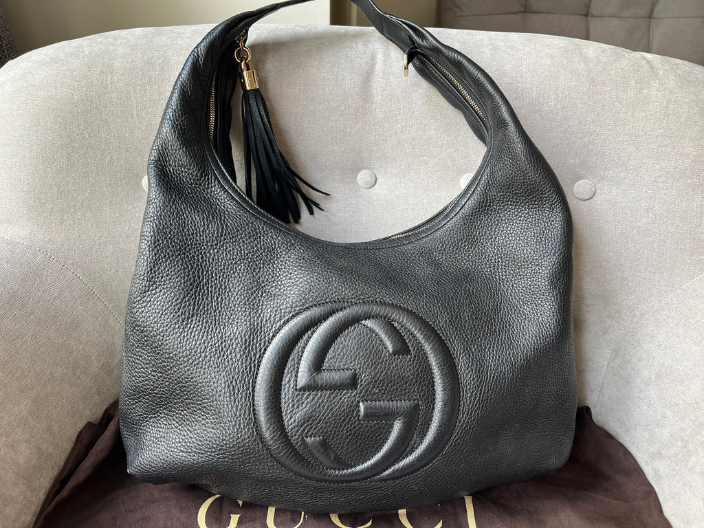 Gucci Soho Large Hobo in Black Pebbled Calfskin
