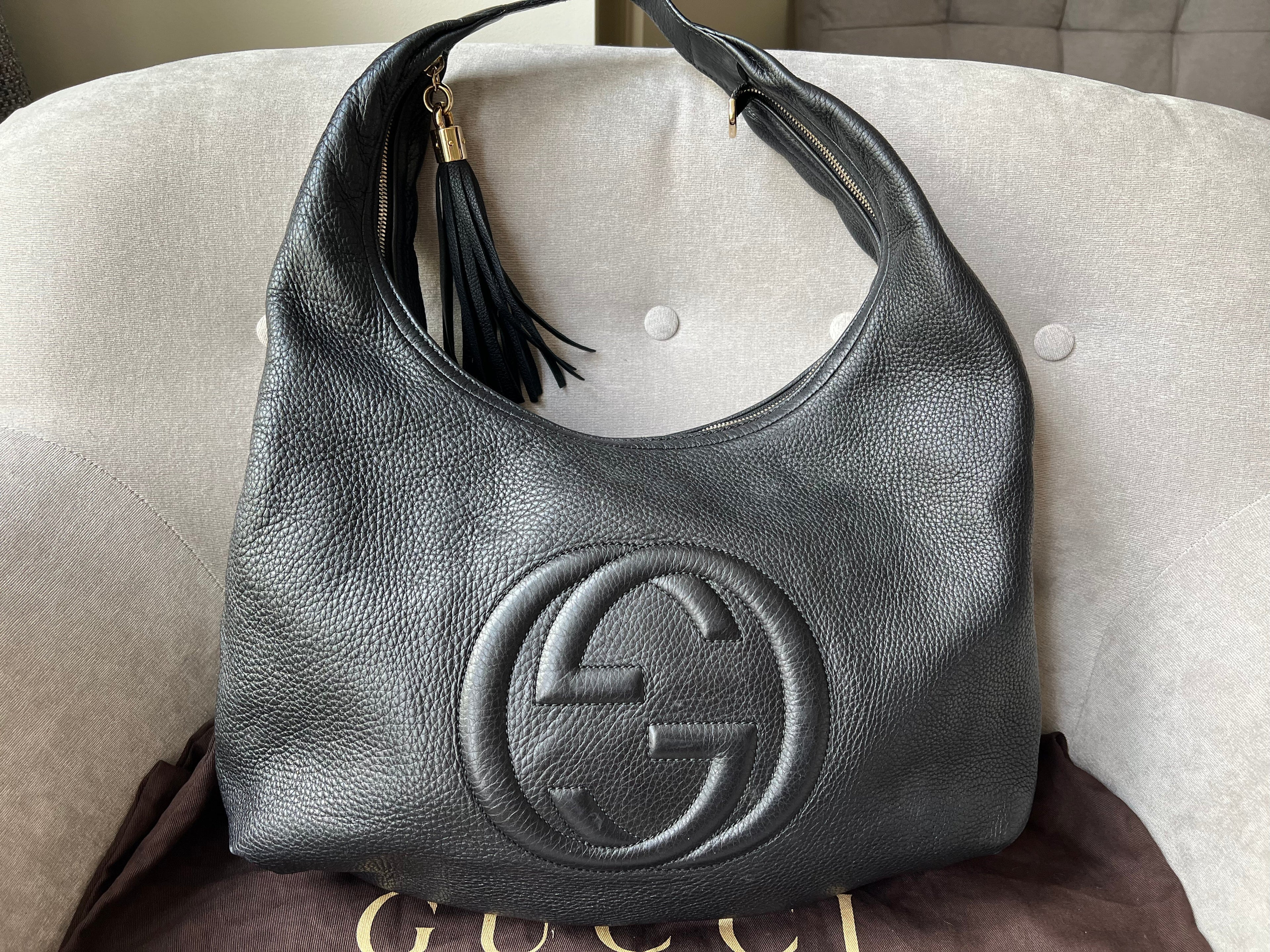 Gucci Soho Large Hobo in Black Pebbled Calfskin