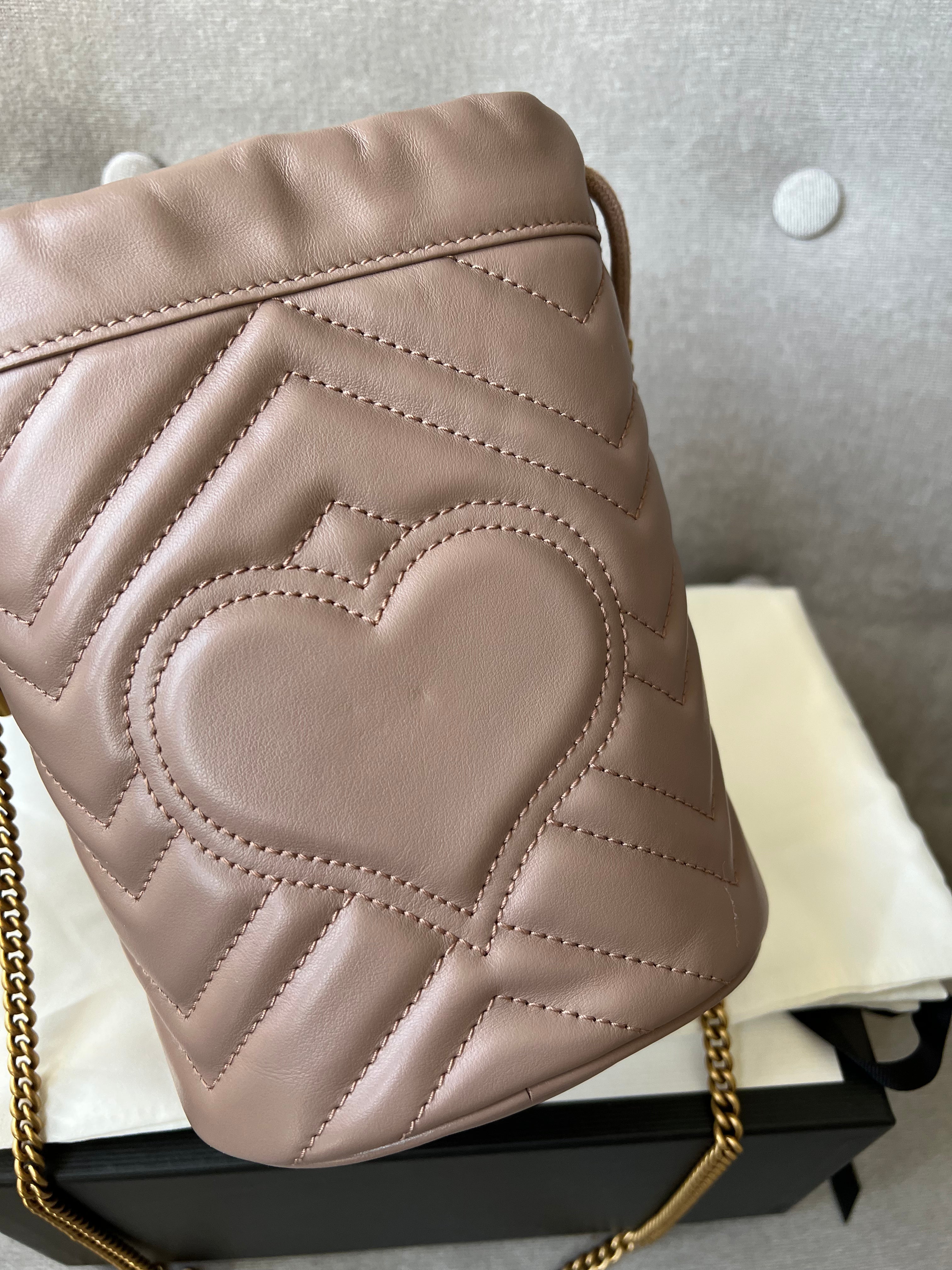 Gucci GG Dusty Pink Marmont GG Mini Bucket Bag (RRP £825)