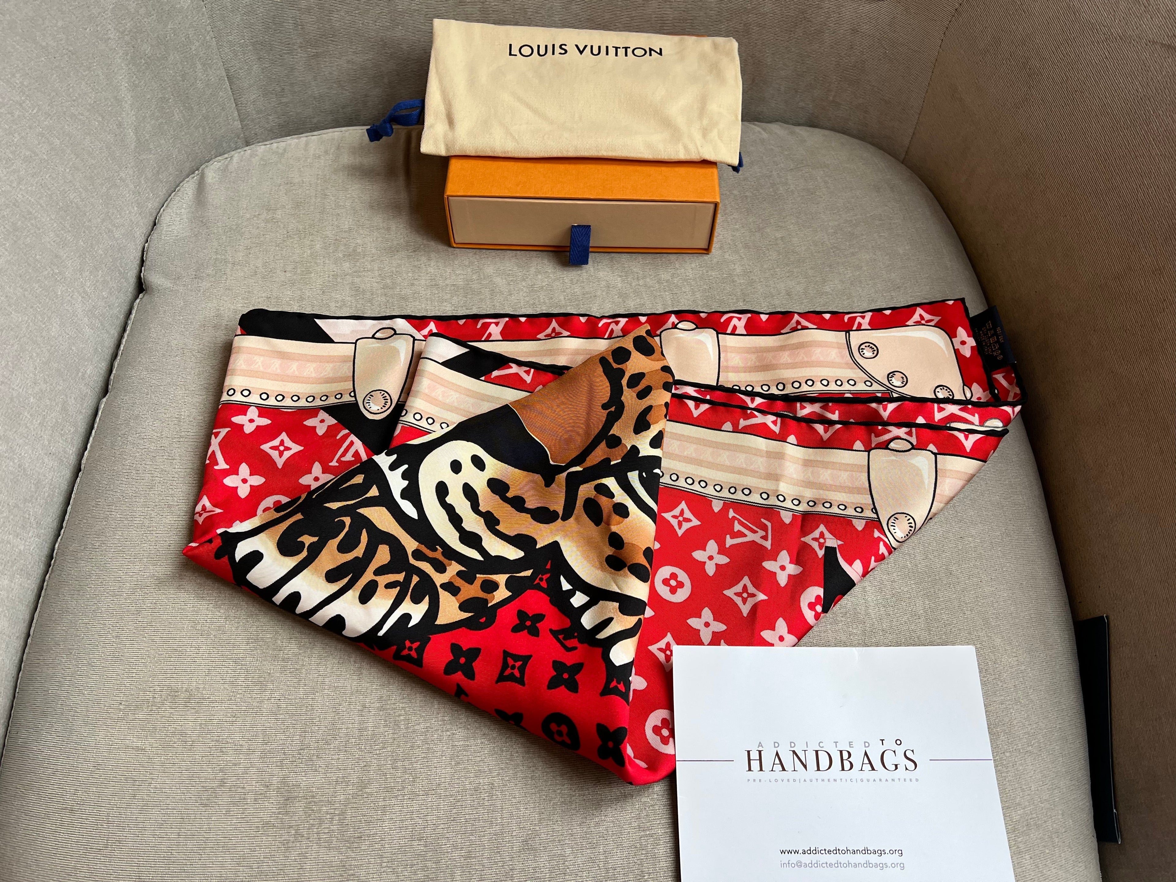 Louis Vuitton Red Tiger Print Silk Shawl