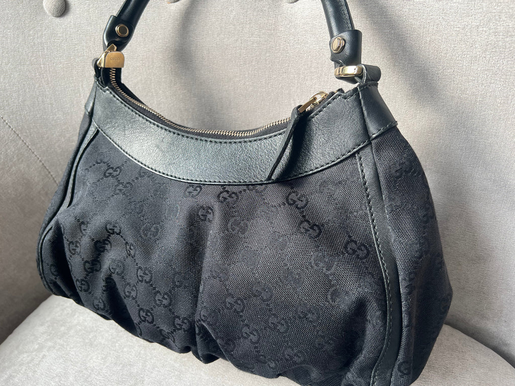 Gucci GG Canvas Small Black Abbey D Ring Hobo