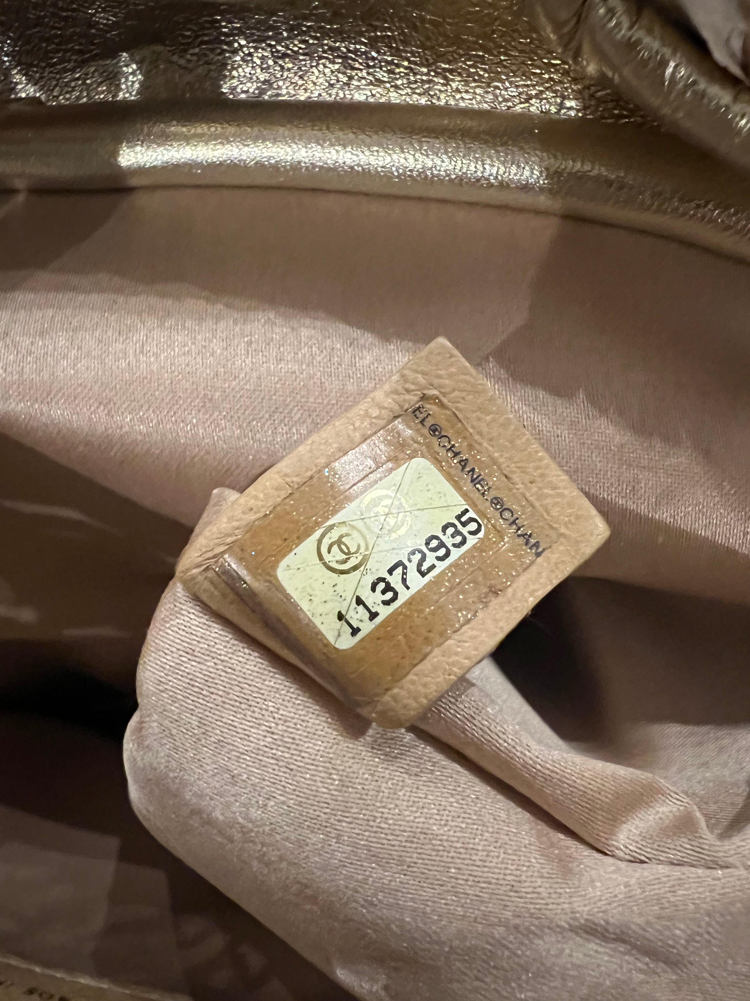 Chanel Vintage Limited Edition Gold Metallic Python Top Handle Bag
