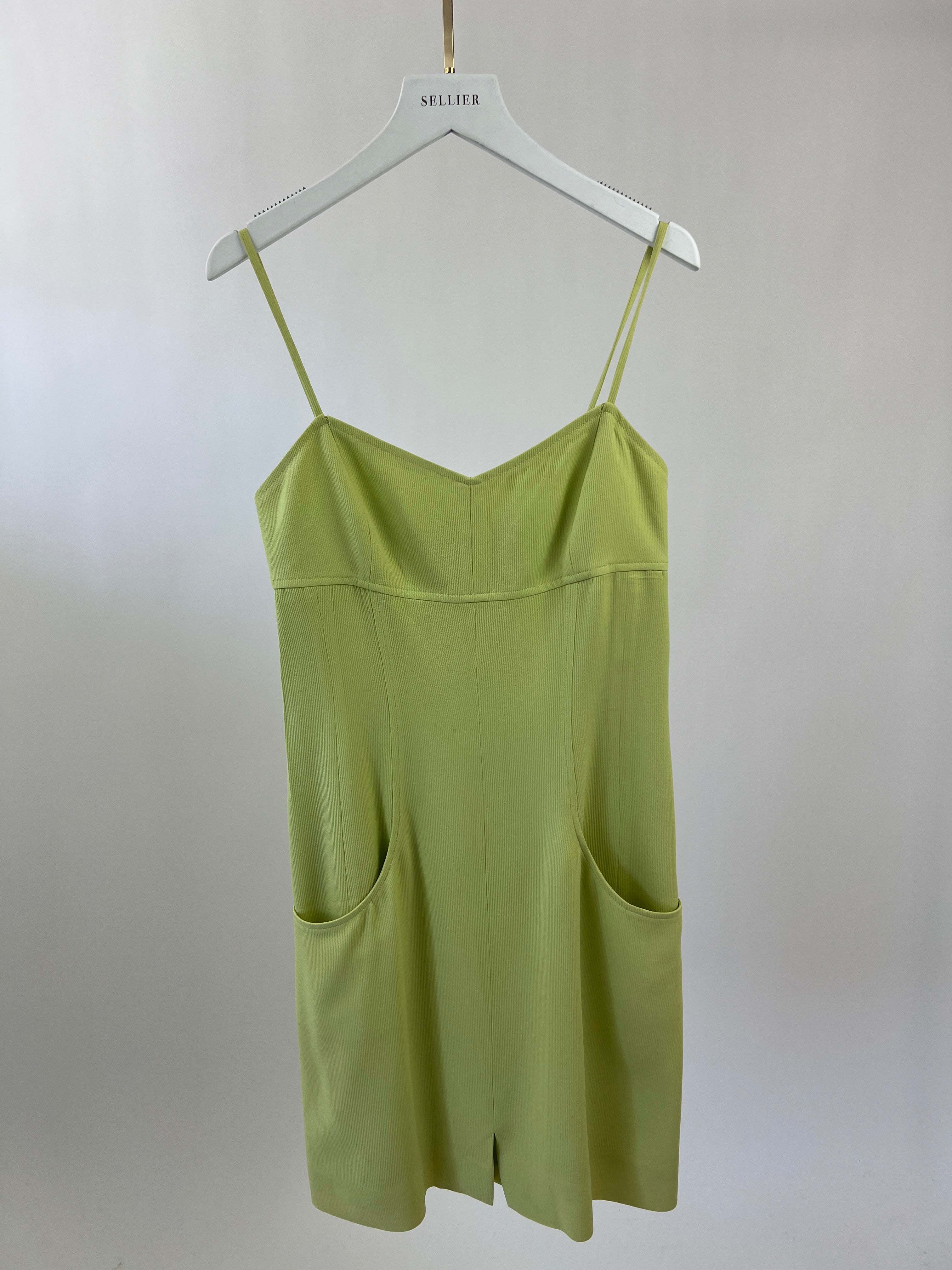 Chanel Vintage 97P Lime Green Mini Dress with Pocket Detail Size FR 38 (UK 10)