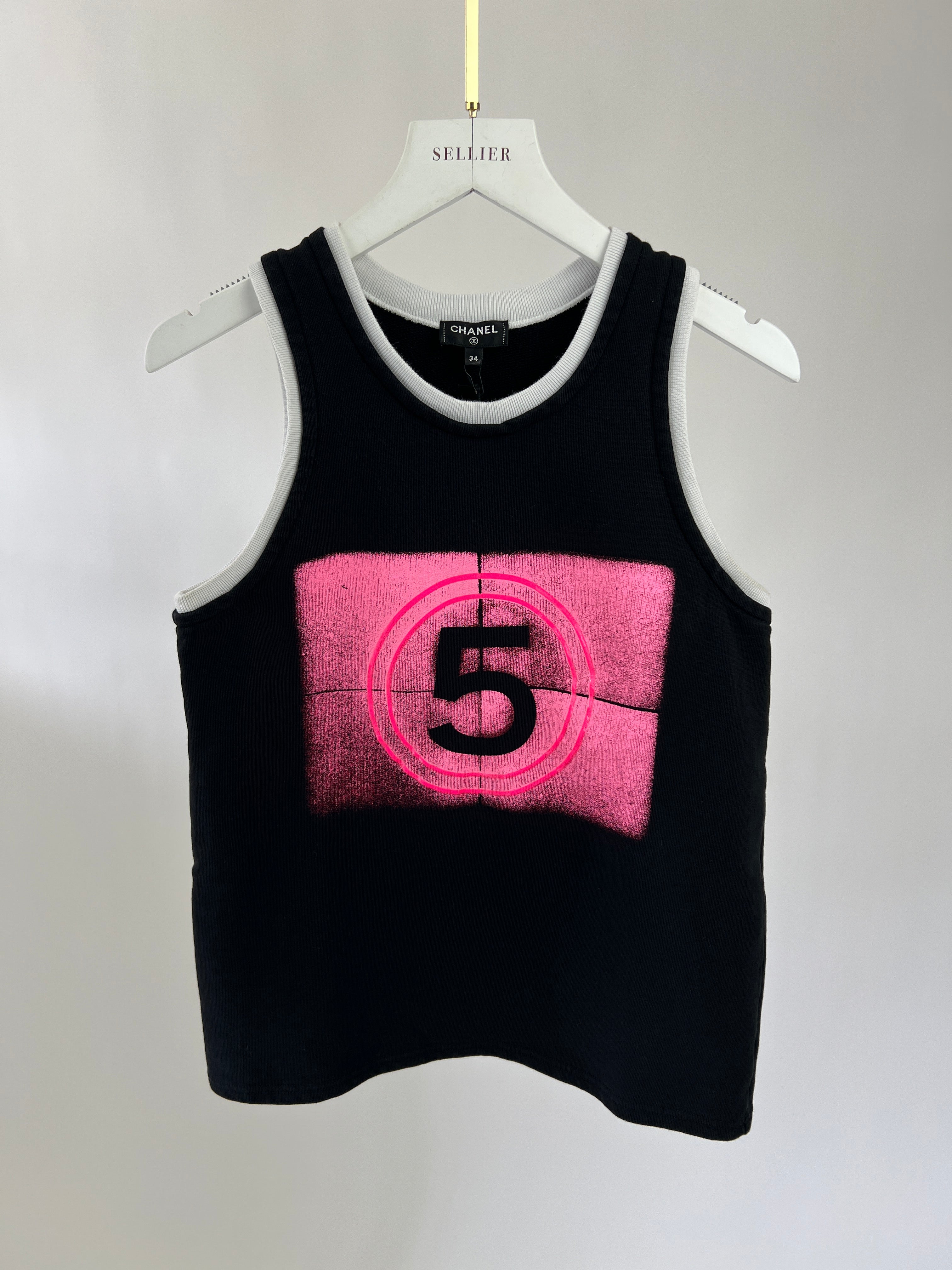 Chanel 21S Black and Pink No5 Tank Top Size FR 34 (UK 6)