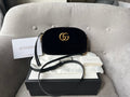 Gucci GG Black Velvet Marmont Small Shoulder Bag