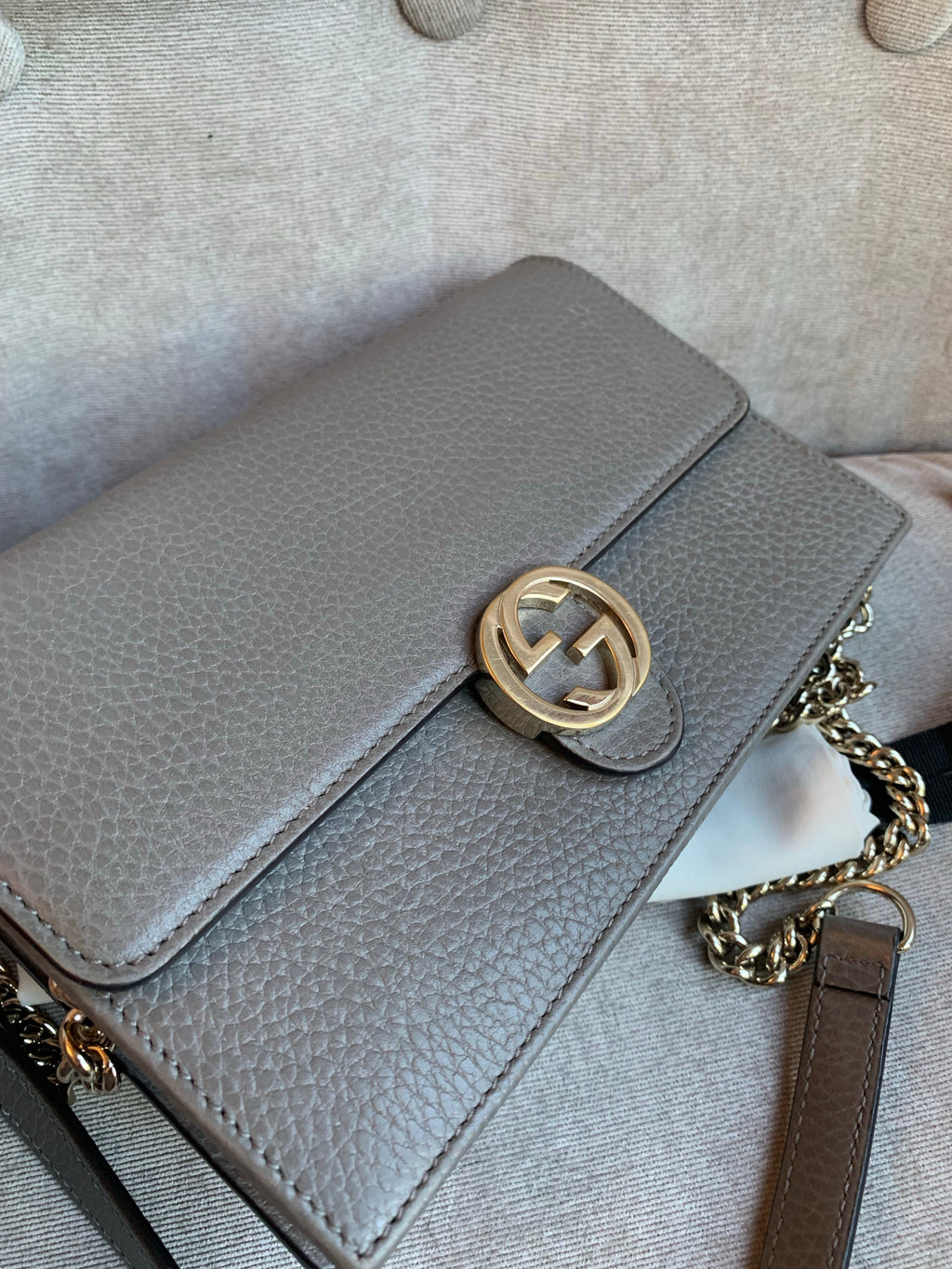 Gucci Dollar Grey Interlocking Chain Wallet