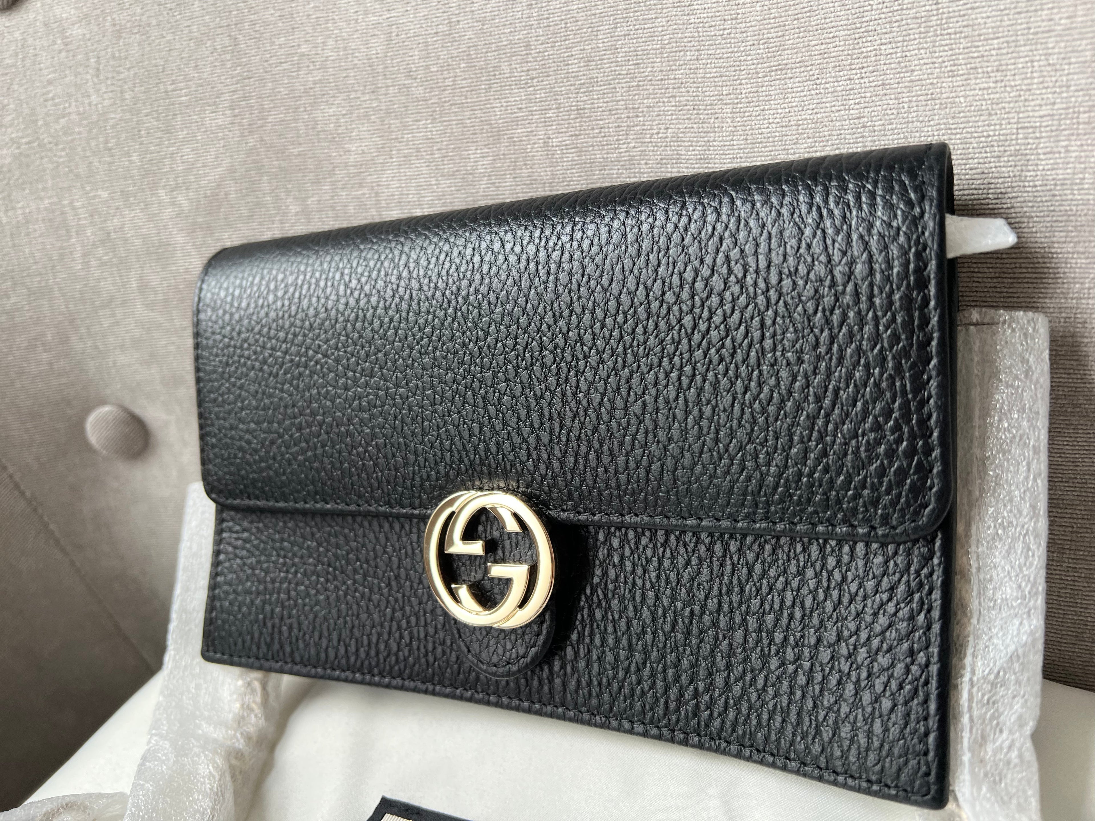 Gucci Black Interlocking Chain Wallet
