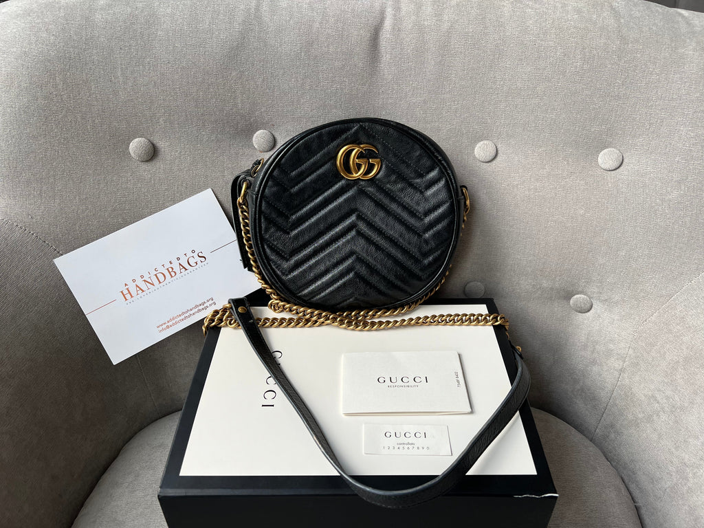 Gucci GG Round Black Marmont Small Shoulder Bag